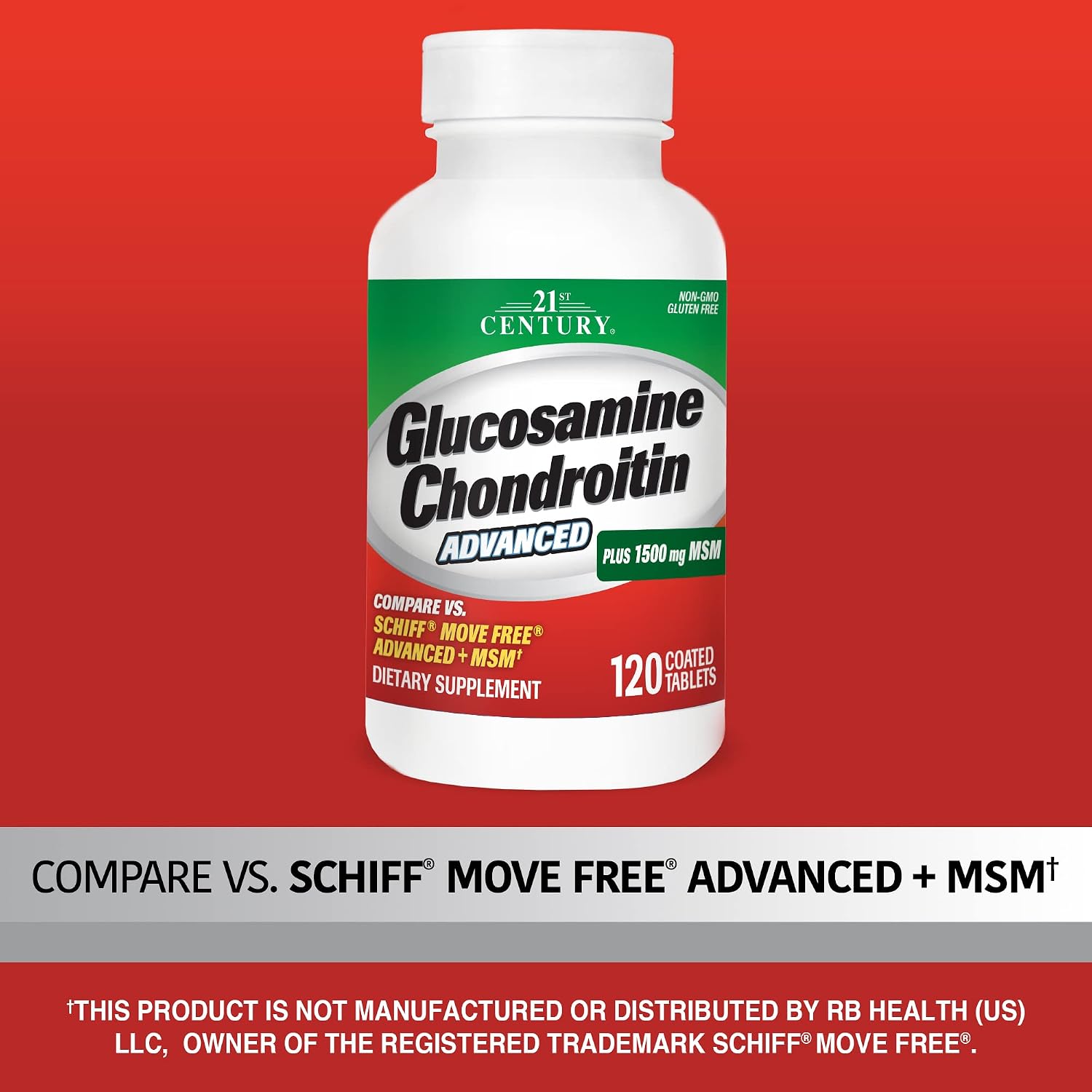 21st Century Glucosamine Chondroitin Advanced with MSM, Joints, 120ct | Advanced Glucosamine Chondroitin with MSM, Joint