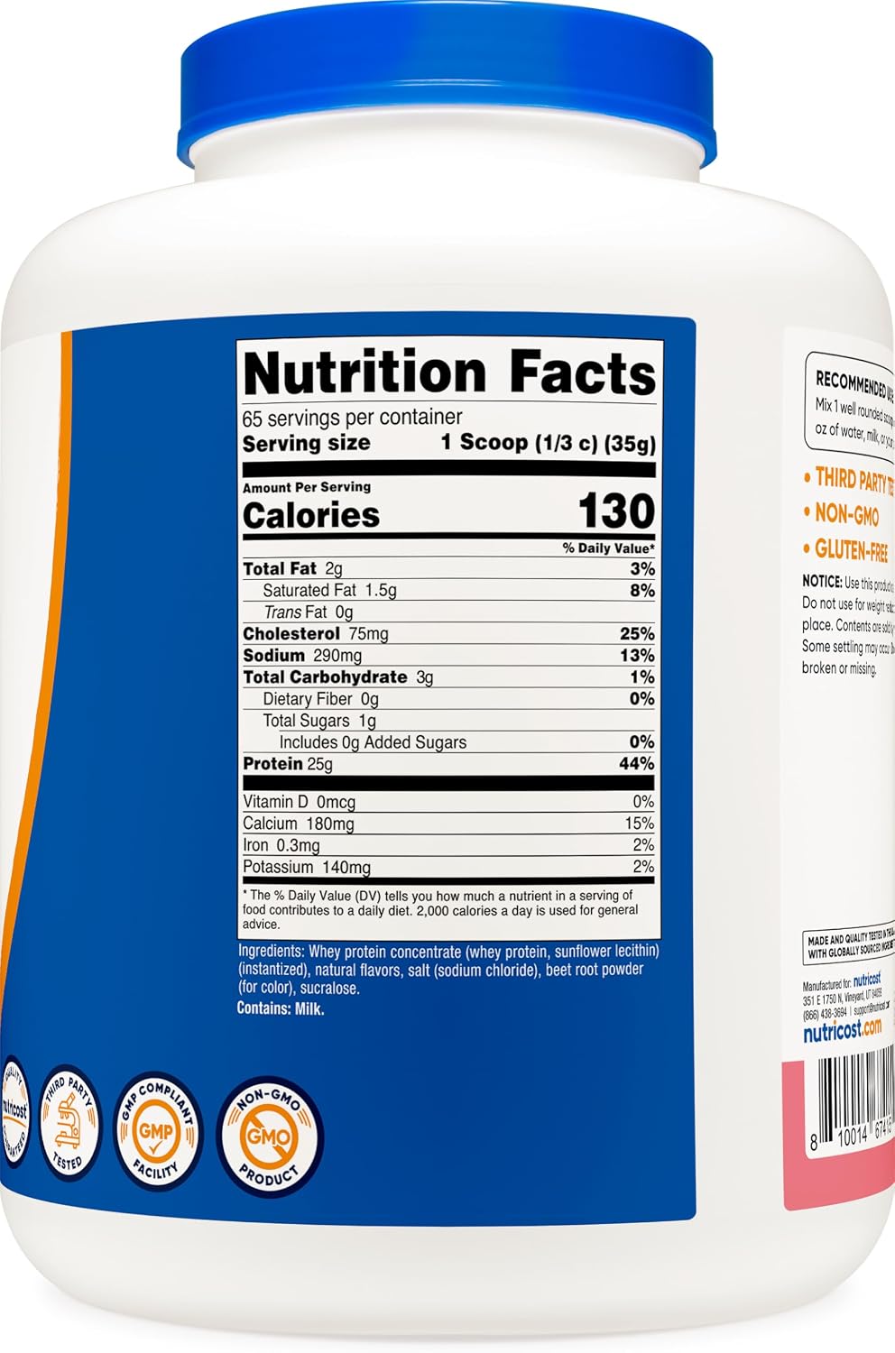 Nutricost Whey Protein Concentrate Powder (Unflavored) 2LBS, Gluten Free | GMO-Free