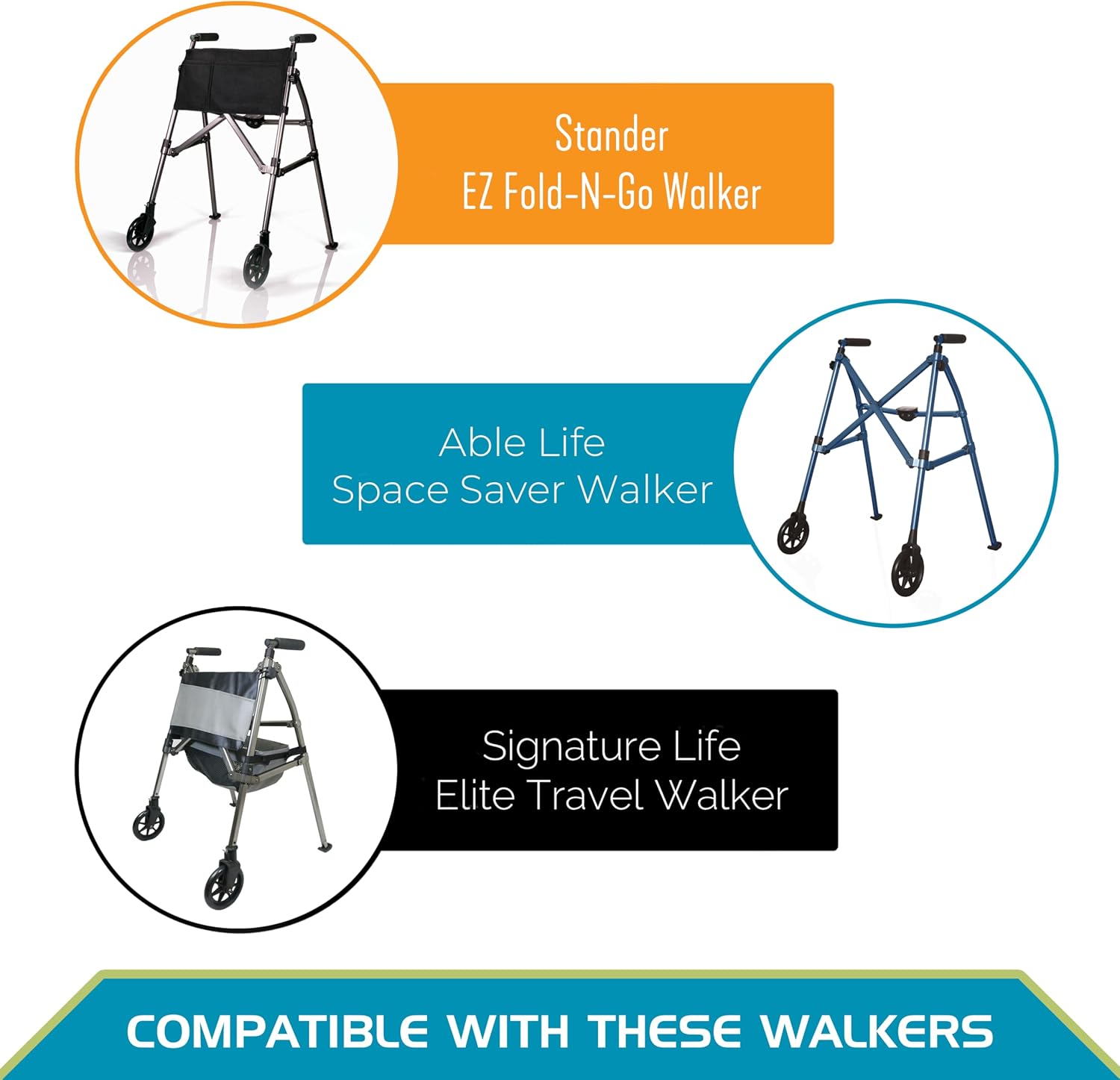 Stander Locking-Swivel Front Wheel Kit, 6-inch Replacement Wheels for Stander Wonder Walkers and Signature Life Elite Travel Walker, Set of 2