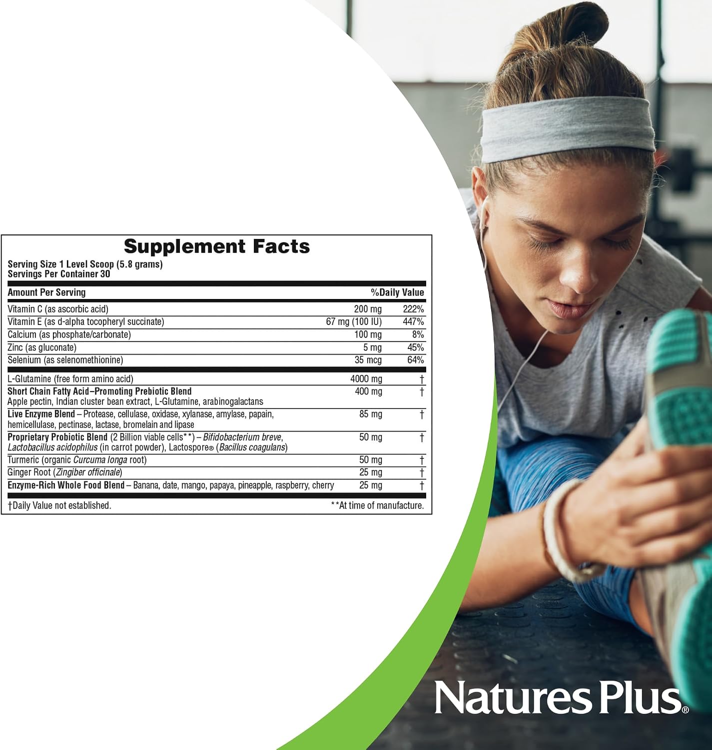 NaturesPlus GI Natural Total Digestive Wellness - 0.38 lbs Powder - Fast-Acting Drink Mix with Probiotics, Prebiotics