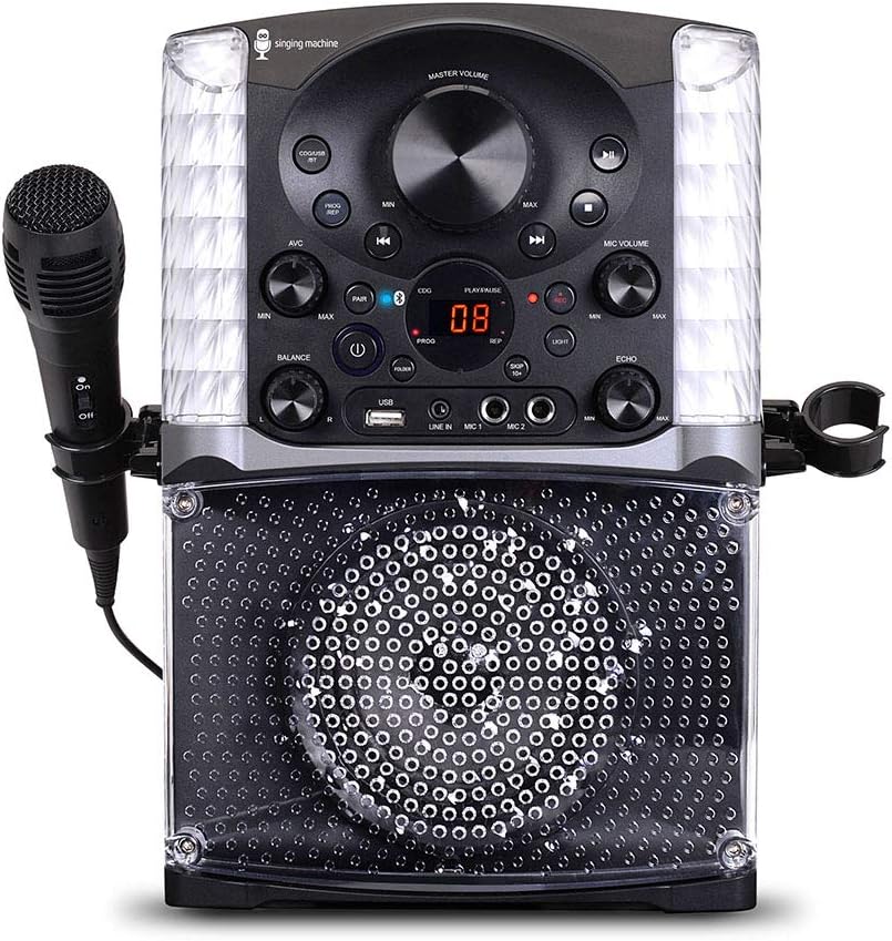 Singing Machine SML625BTBKD Karaoke Machine, Portable Bluetooth CD+G Karaoke System, Black