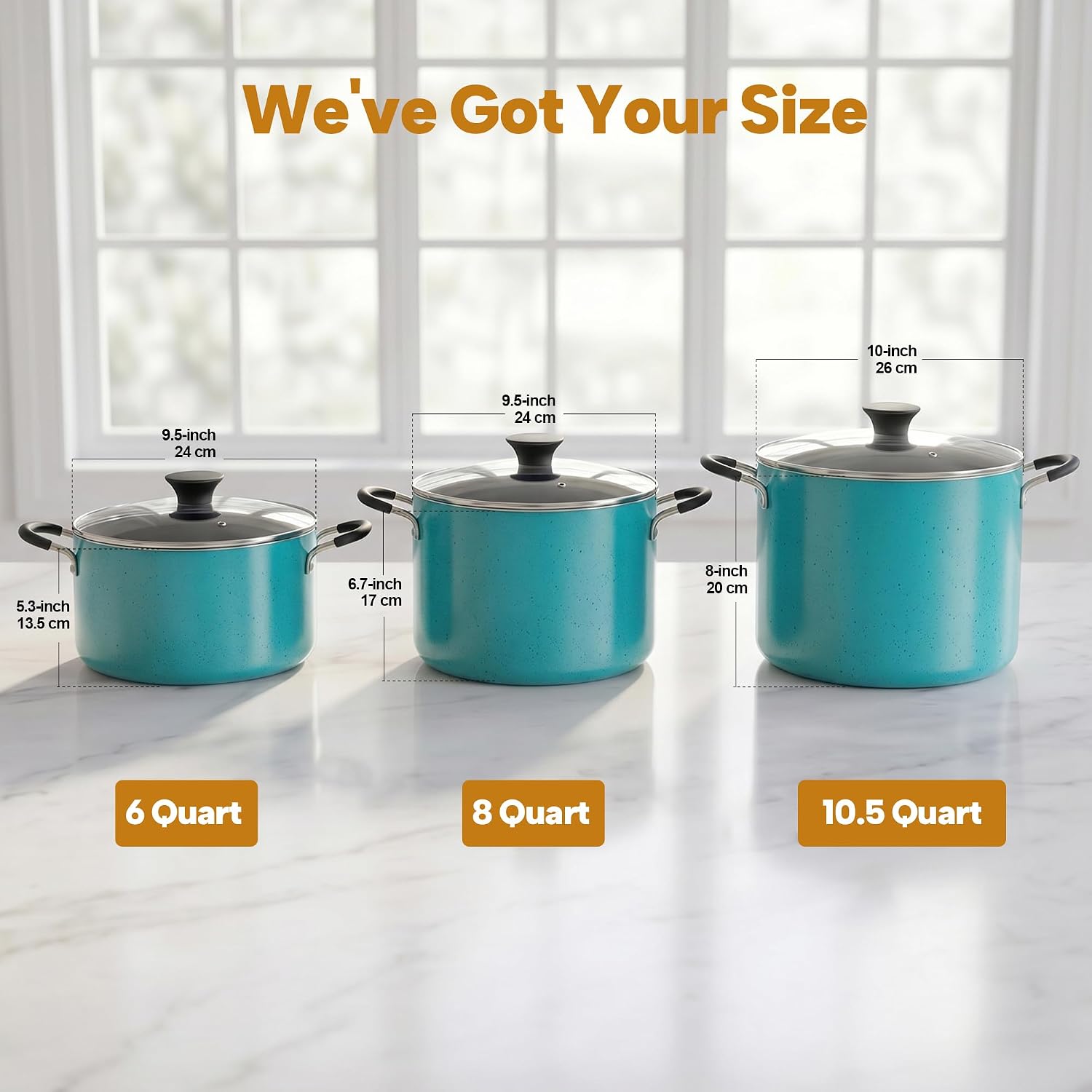 Cook N Home 10.5 Quart Non Stick Stock Pot with Lid, Large Pots for Cooking