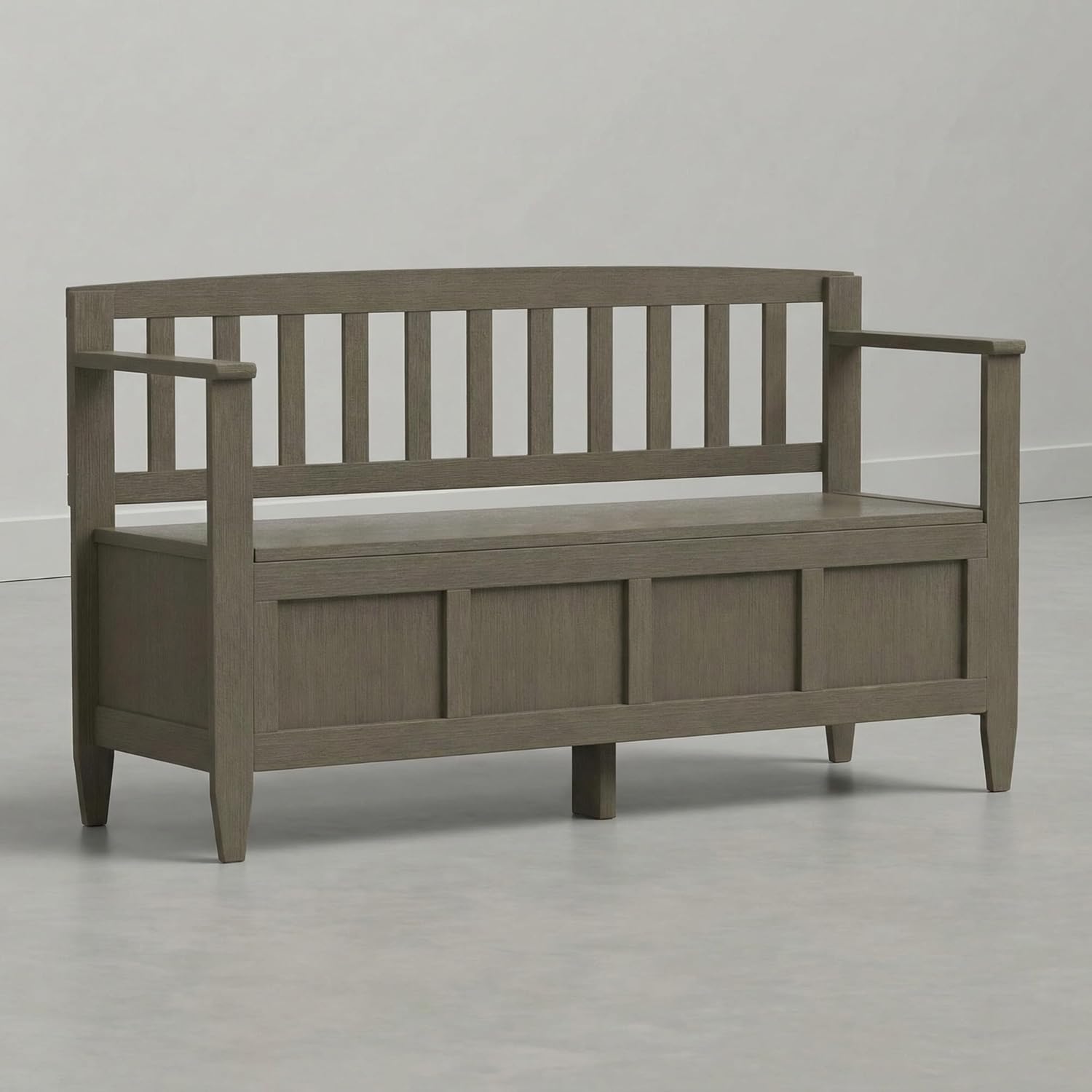 SIMPLIHOME Connaught 30" Wide Solid Wood Storage Bench in Chestnut Brown | Contemporary entryway bench with lift-up lid and hidden storage; mudroom, hallway, foyer, or shoe bench.