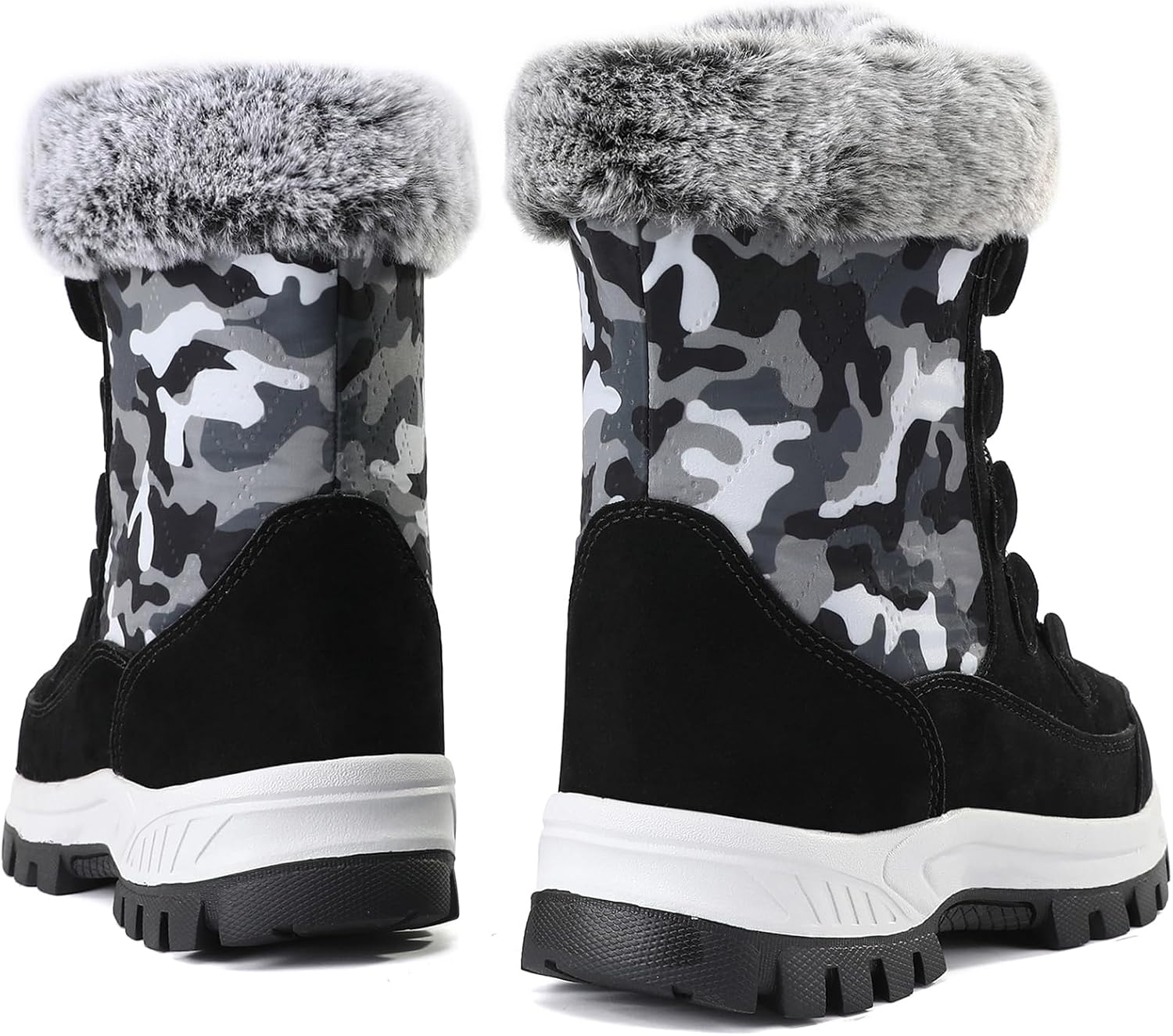 COOJOY Womens Waterproof Winter Snow Boots Warm Shoes Furry Mid Calf Lightweight Walking Hiking Booties