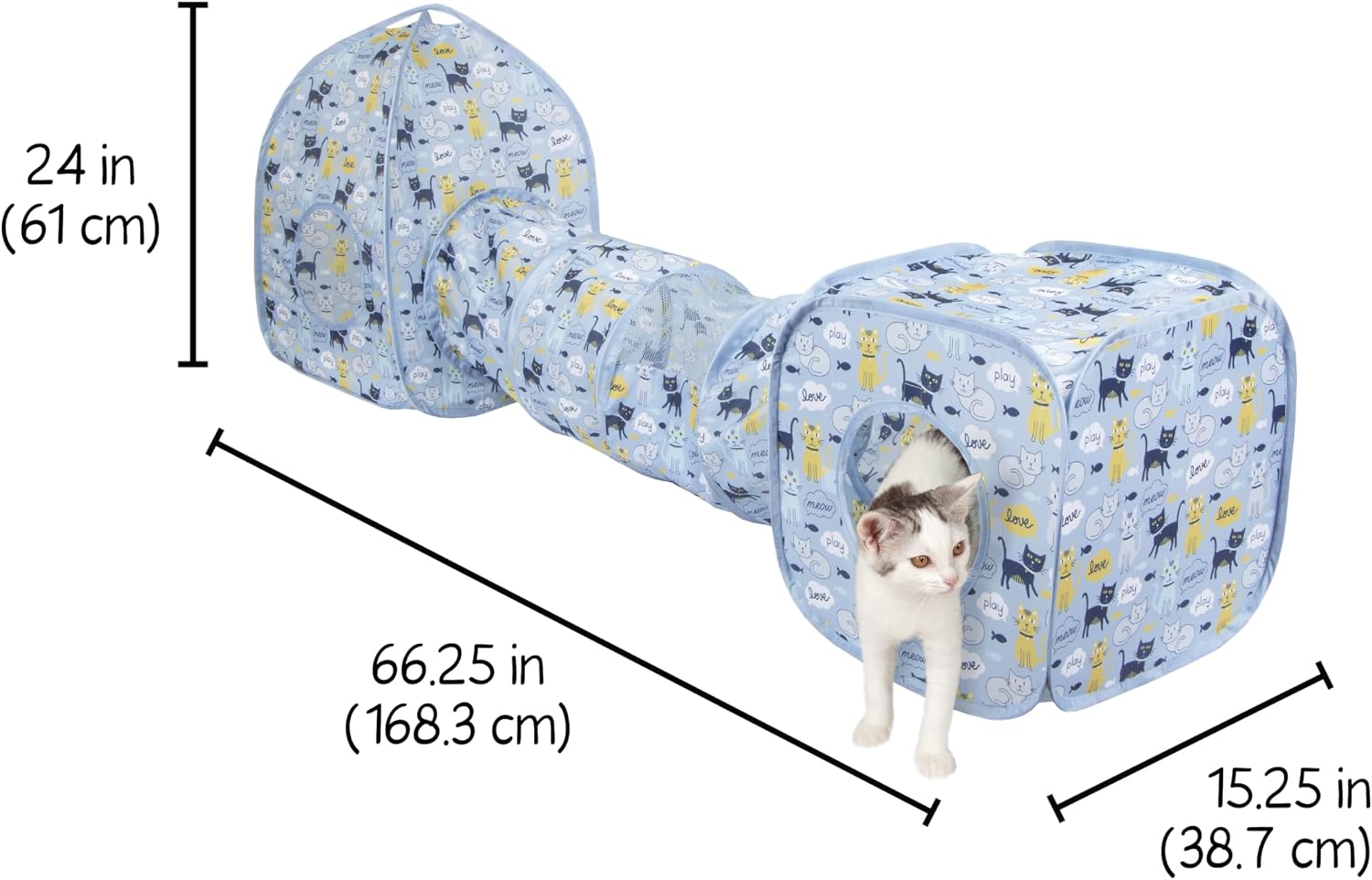 Kitty City Safari Jungle Pop-Up Cat Cube, Collapsible Indoor Cat Hideout & Play Cube with Peekaboo Openings, Easy Storage, 15” x 15” x 15”