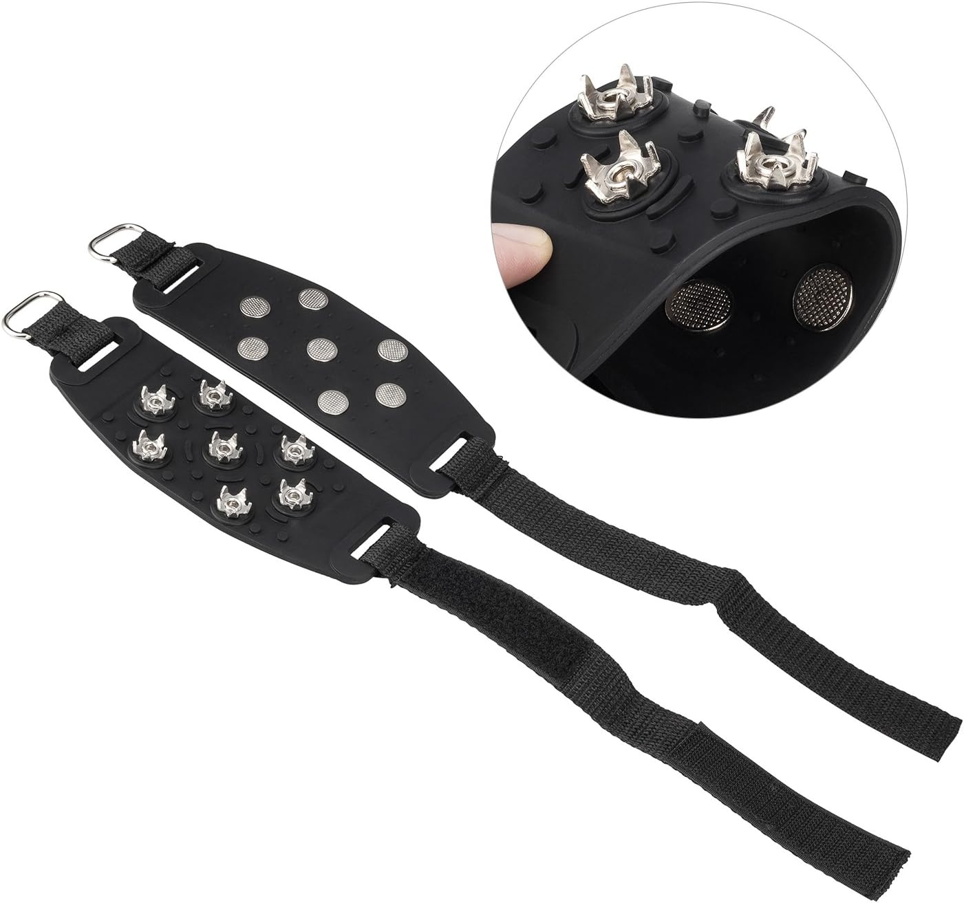 FANBX F Crampon Traction Cleats Anti-Skid Traction Grips Crampons Spikes 7 Point Cleats for Footwear for Walking, Jogging, Hiking, Mountaineering Ice Snow Grips