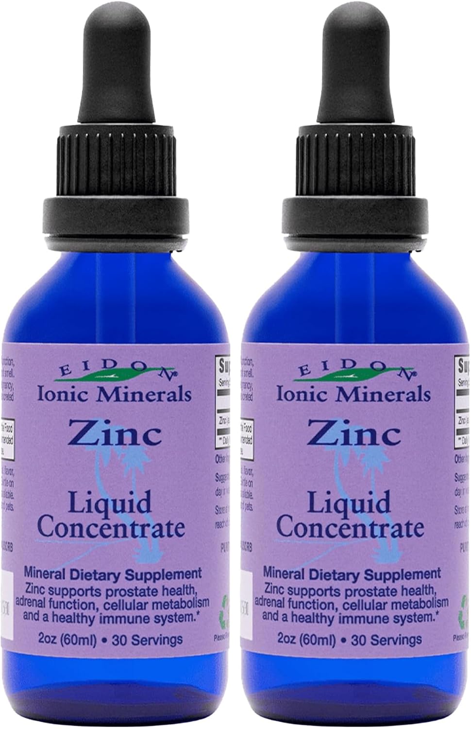 Eidon Ionic Minerals - Liquid Zinc Concentrate, Ionic Zinc Sulfate - 2 oz | Supplement Drops for Men, Women, & Kids, Support Immune System, Hair and Skin, Liver and Kidney Health