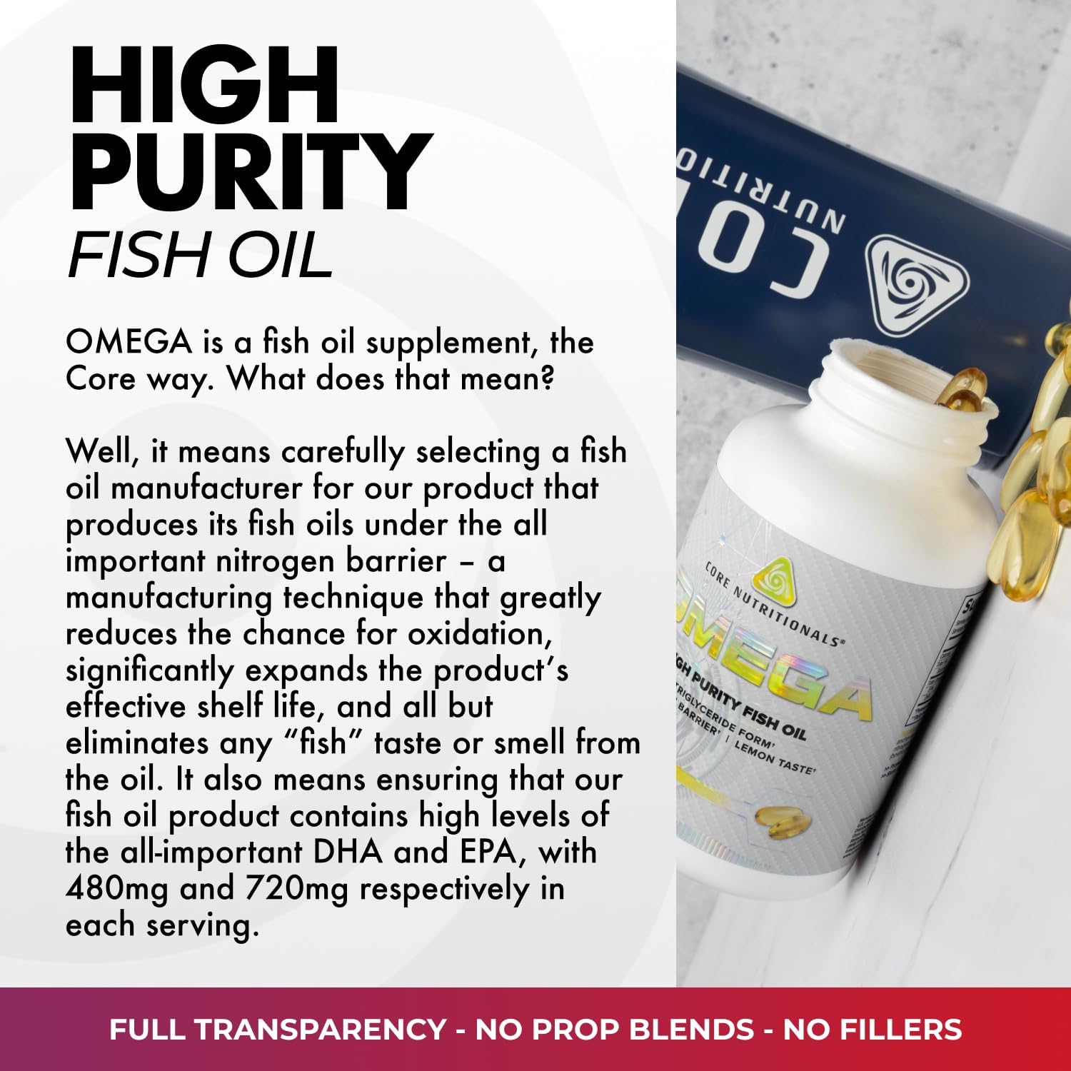 Core Nutritionals Omega Fish Oil, Heart Health Support, 120 Softgels