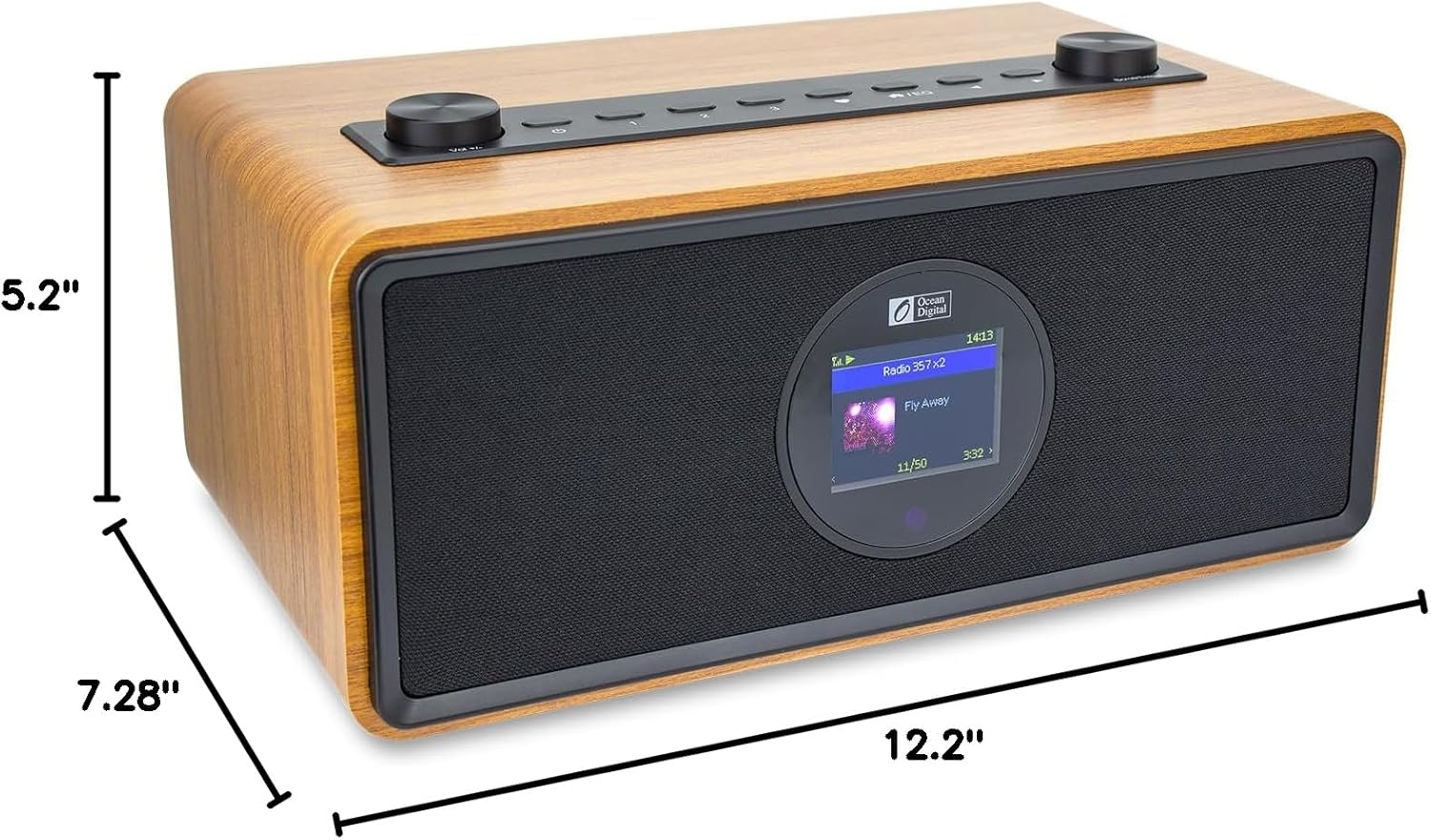 Ocean Digital WR-860 FM Wi-Fi Internet Radio with Stereo Speakers, Alarm Clock, Sleep Timer, Line Out, Aux in, Stress Relief, Relaxation and Sleep Aid