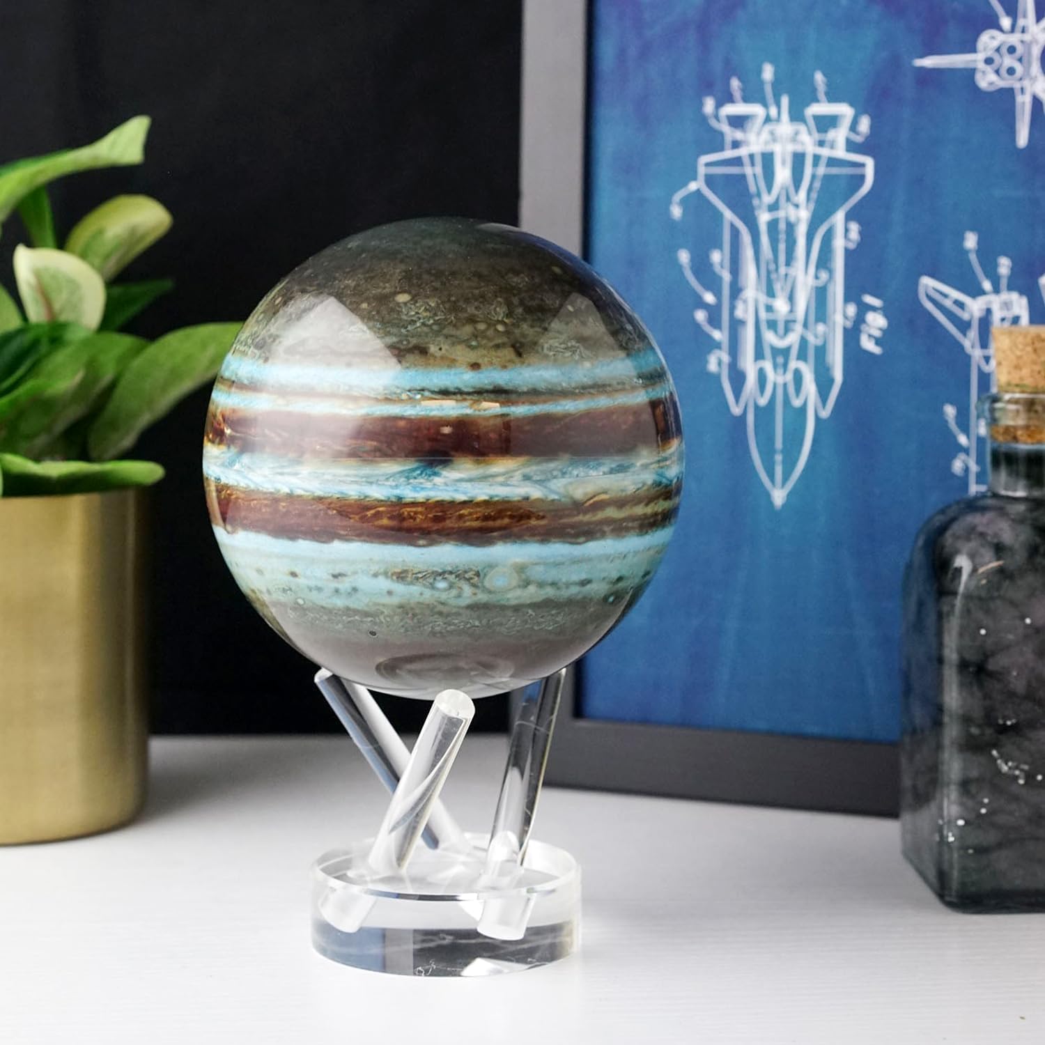MOVA Self Rotating Globe, Jupiter Classic (4.5") | solar powered globe, no batteries or cords, gift for astronomy lovers, premium kinetic display, space desk decor