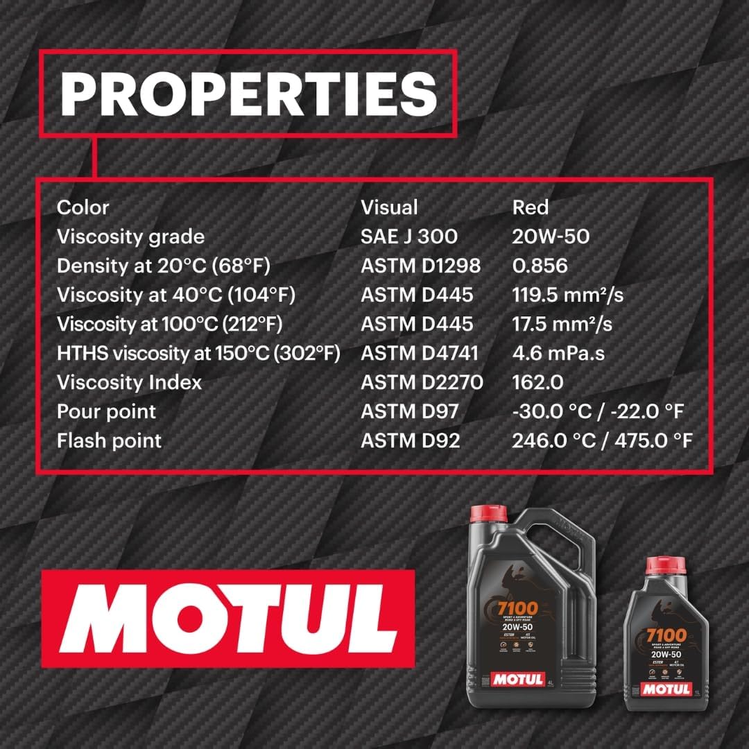 Motul 7100 4T 10W-30 Full Synthetic Motorcycle Oil - Ester Core Technology - API SP JASO MA2 Wet Clutch and DCT Safe - Engine Protection for Honda, Hero, TVS - 4 L