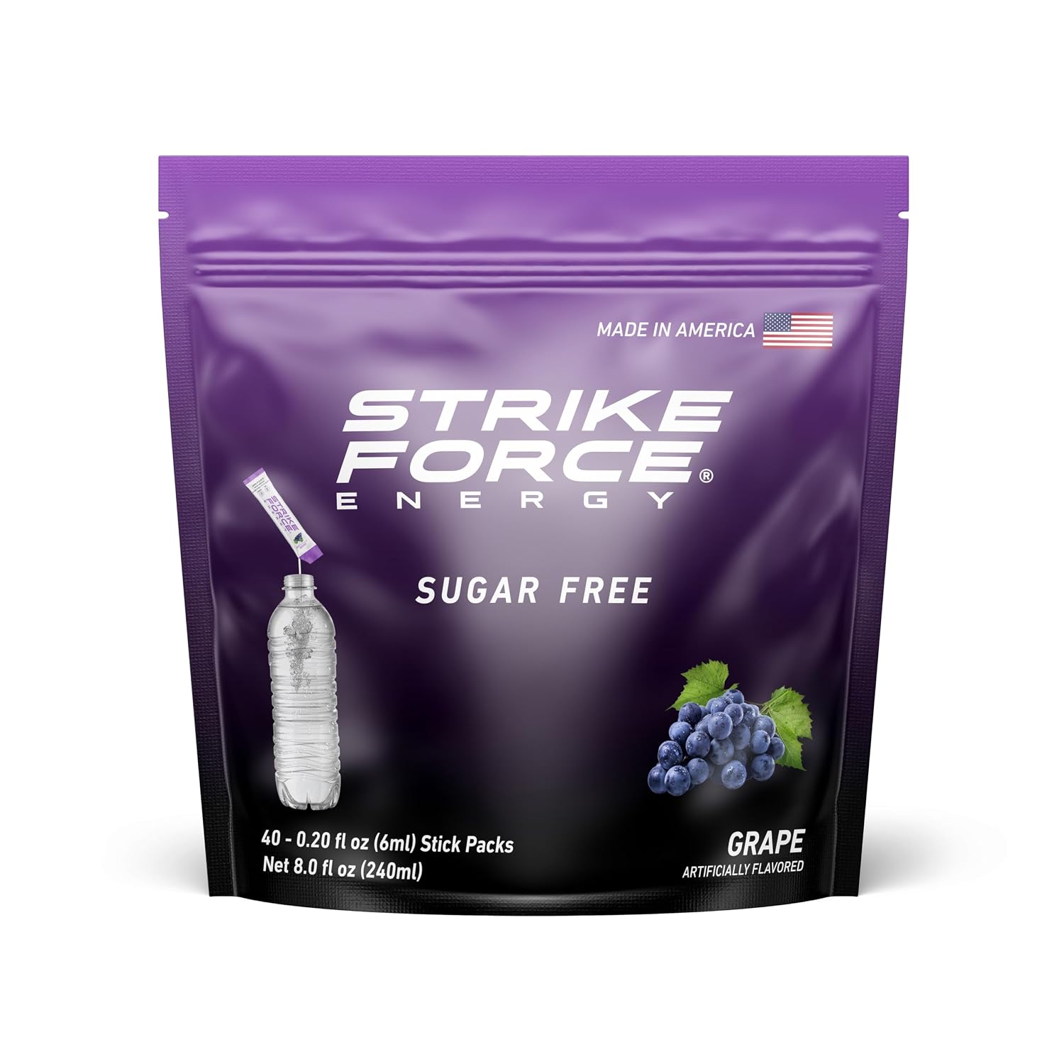 Strike Force Energy Drink Mix - Original Flavor - Natural Tasting Caffeine Drink - Turn Any Drink into a Healthy Energy Drink - Zero Calories, Keto Friendly, Sugar Free, Pre Workout (40 Liquid Packs)