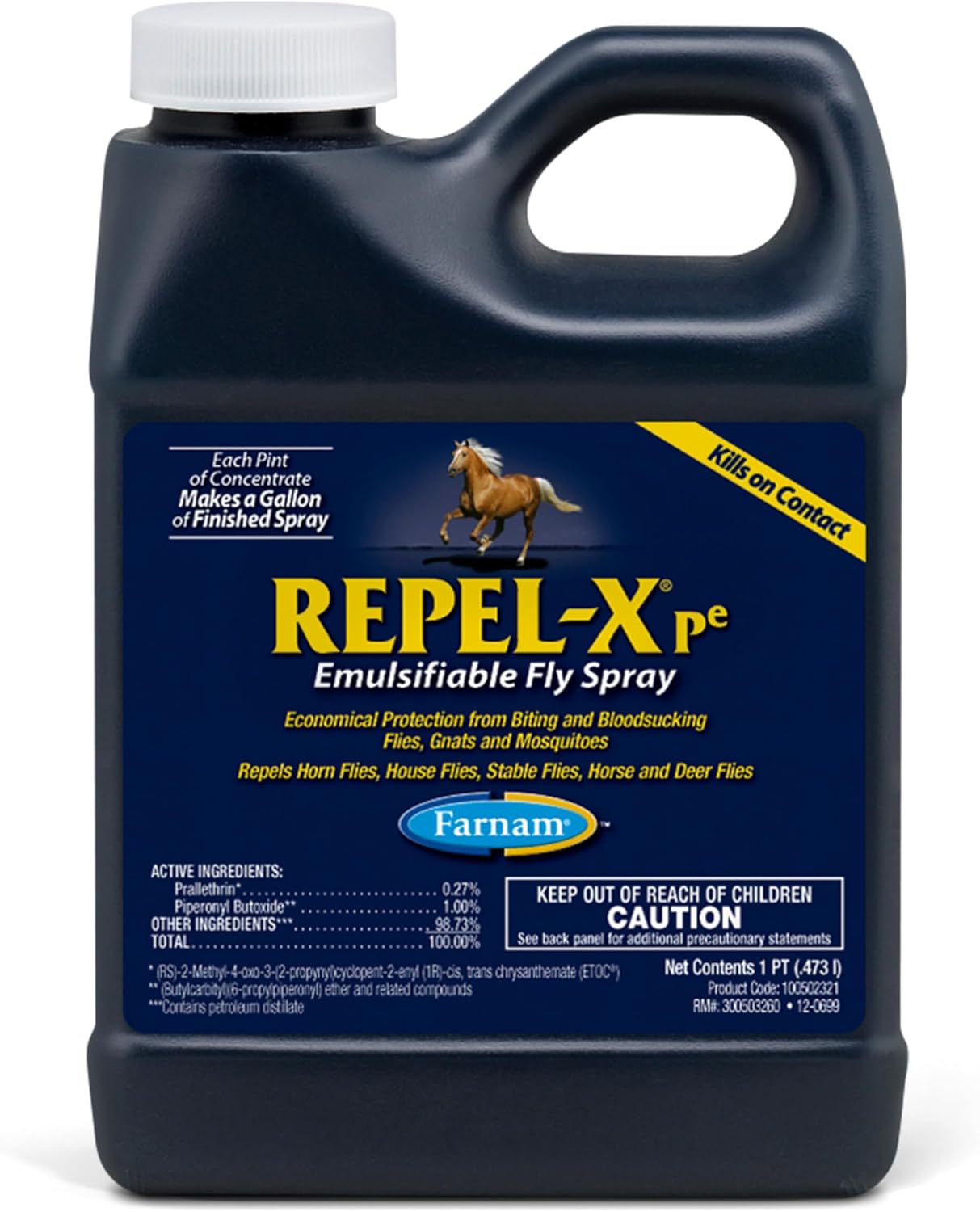 Farnam Repel-X pe Fly Spray Concentrate for Horses & Dogs, 16 oz | Makes 4 Quarts,Repels barn flies, gnats, mosquitoes, ticks, and lice as a concentrated that mixes with water