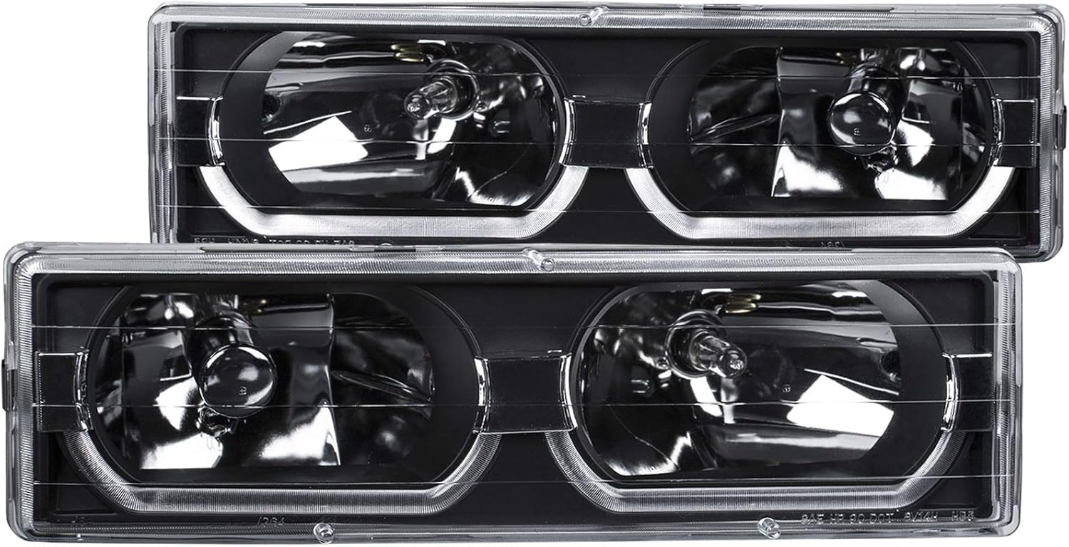 AnzoUSA 111300 Chrome/Clear Low-Brow Style Headlight for Chevrolet Full Size Truck