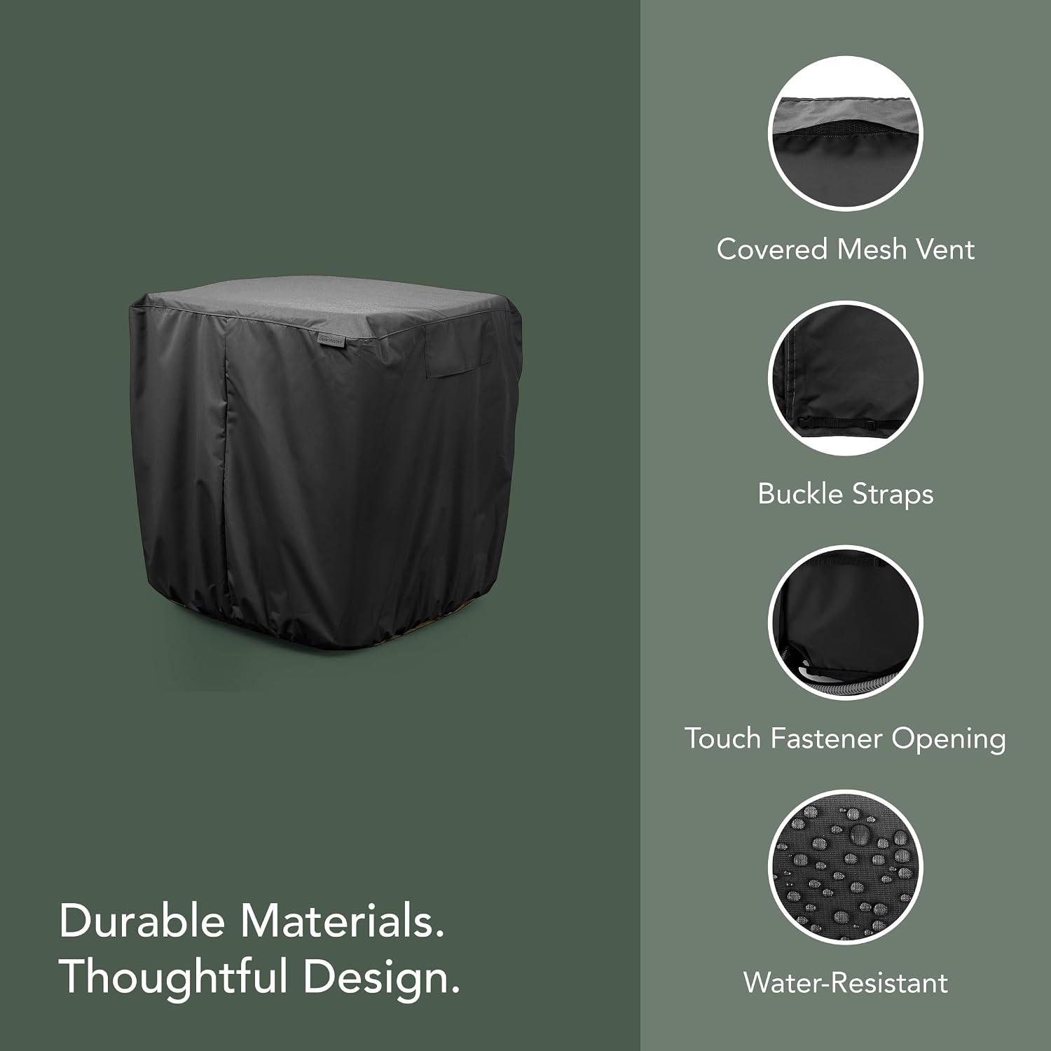 Covermates Classic Heavy-Duty Air Conditioner Cover - Durable All-Weather Protection for Outdoor Central AC Units - Water-Resistant 12-Gauge Vinyl Shell, 26W x 26D x 32H, Green