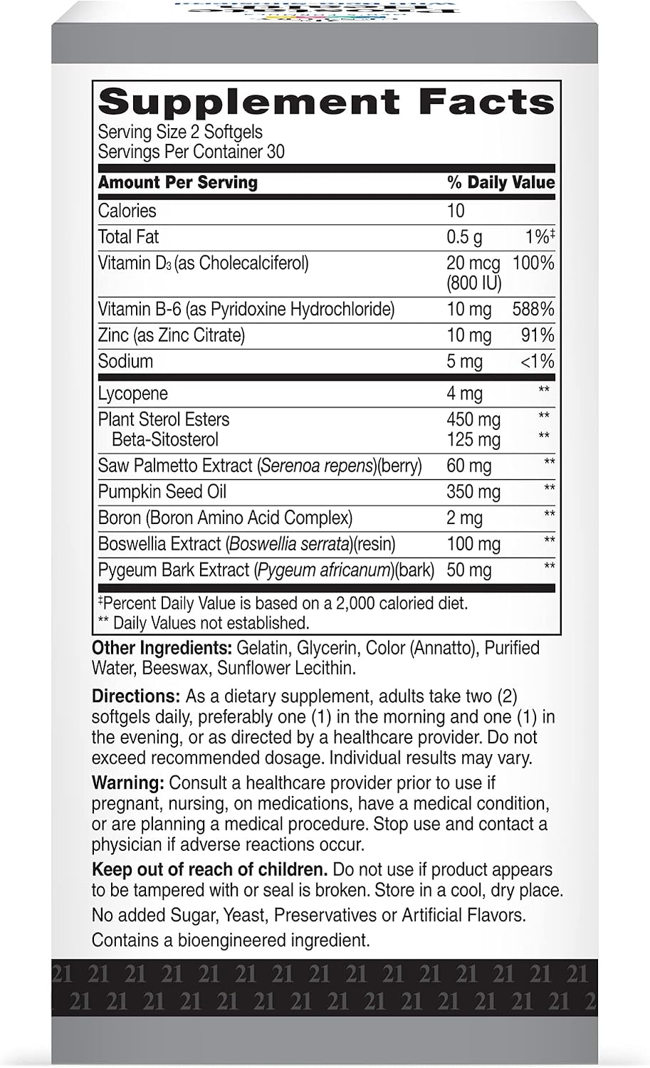 21st Century Prostate Health with Beta-Sitosterol 125mg