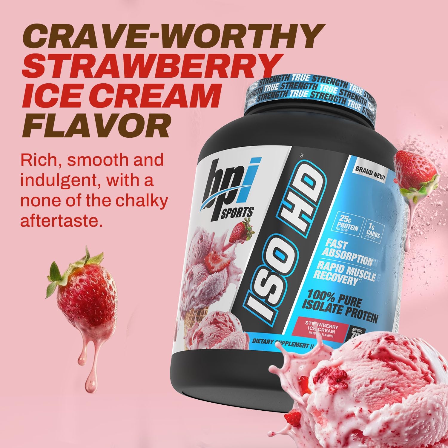BPI Sports ISO HD Isolate Protein Powder – 100% Whey Isolate, Protein Powder for Muscle Gain - Chocolate Brownie, 5.4 Pounds - 69 Servings