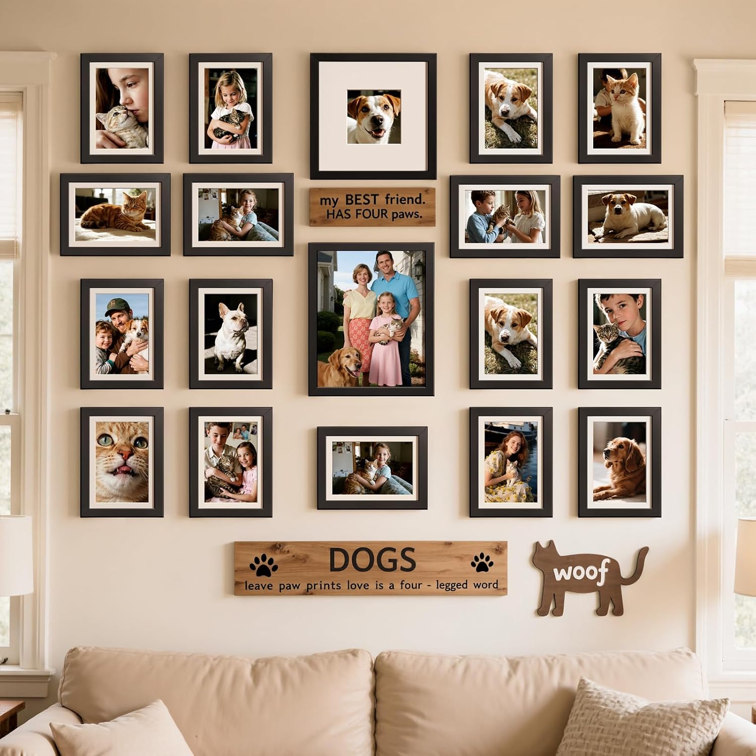HappyHapi 8x10 Picture Frame Set of 6, Wall or Tabletop Display, White