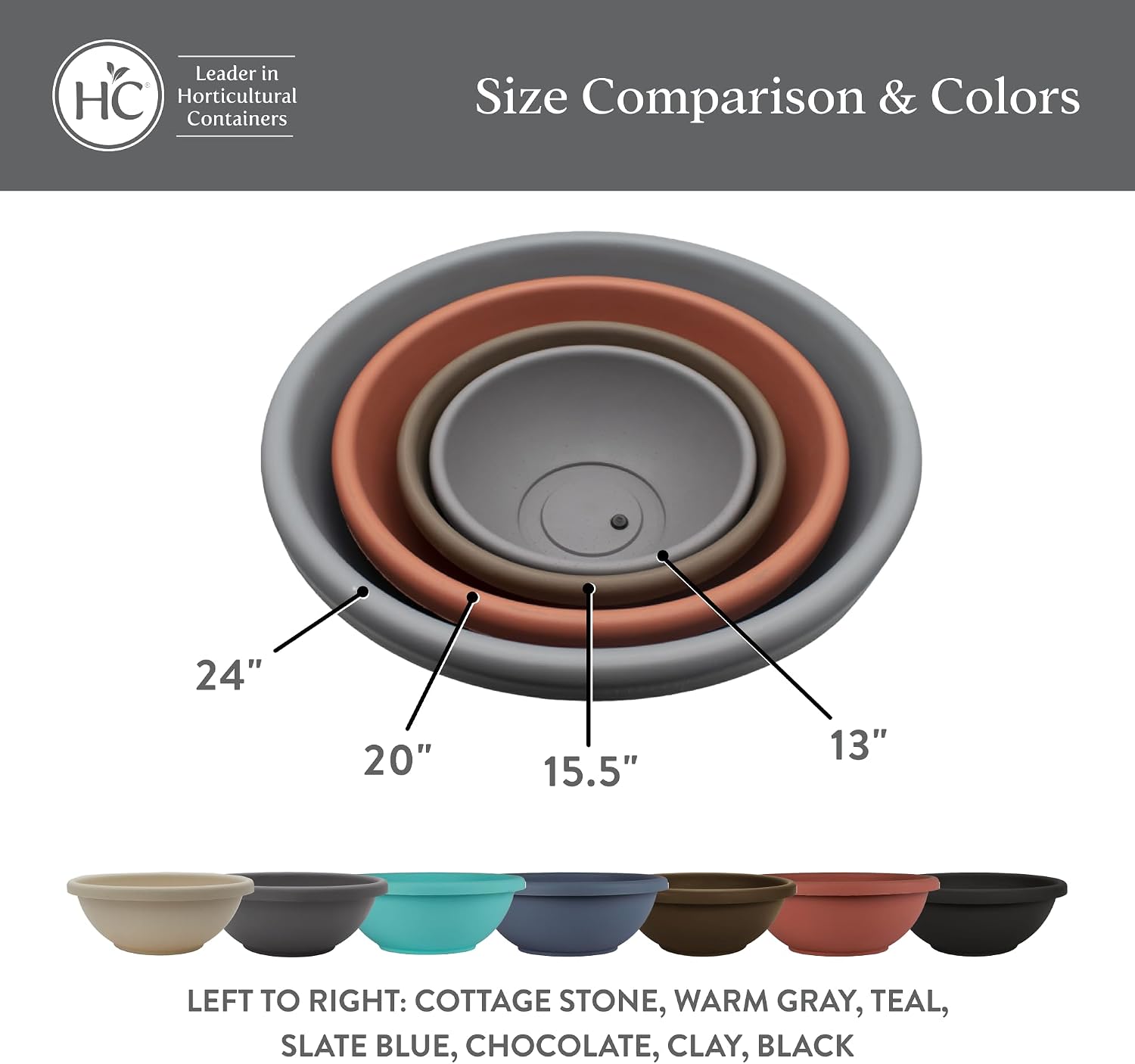 The HC Companies Shallow Planter with Drainage - Contemporary Garden Bowl Planter for Flowers, Herbs & More - Round Succulent Planter Pot for Indoors and Outdoors (20" Clay, Pack of 1)