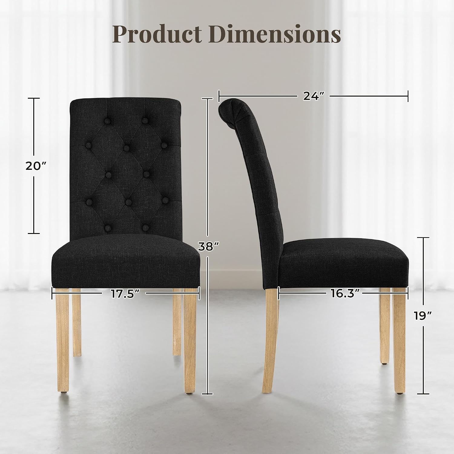 Yaheetech Dining Chairs Set of 2 Modern Upholstered Parson Chairs Dark Gray