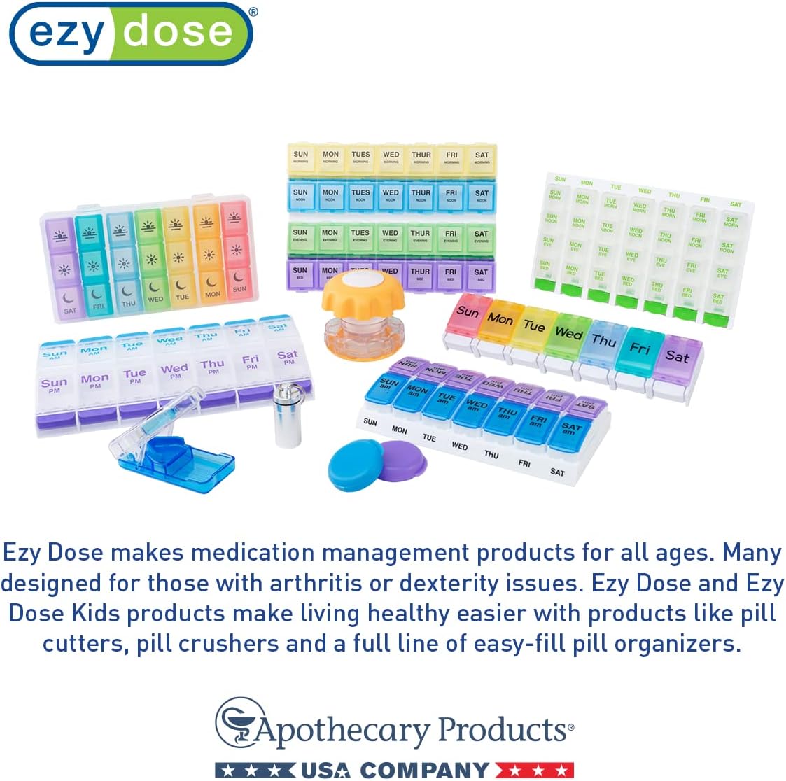 EZY DOSE (31-Day) Monthly Pill, Medicine, Vitamin Organizer Box, Monthly, Daily Planner, Extra Storage Compartments, Transparent Lids, BPA Free