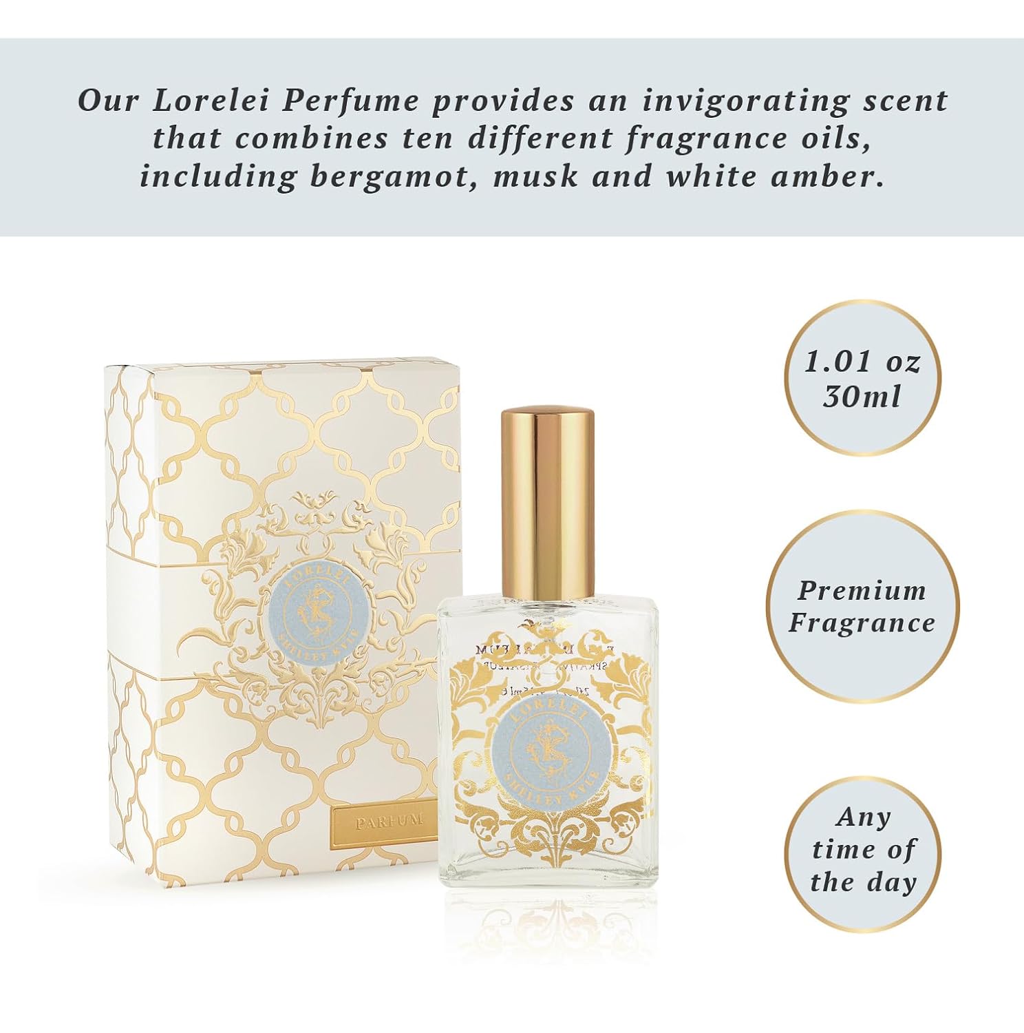 Lorelei Luxurious Perfume with Combination of Ten Different Fragrance Oils Including Bergamot, Musk and White Amber, Perfect For Everyday Use, 30 ml