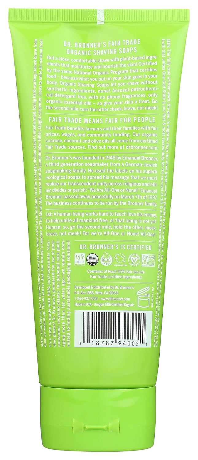 Dr Bronners, Shave Gel Lemongrasss Lime Organic, 7 Fl Oz