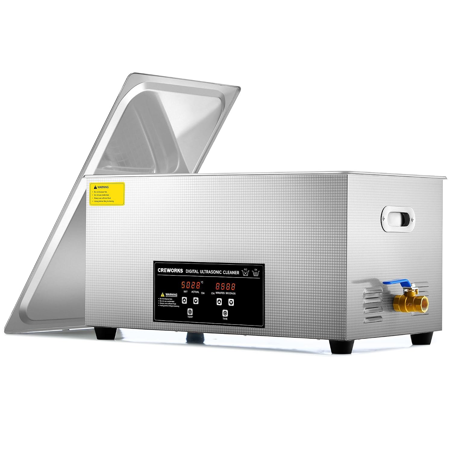 CREWORKS 3L Ultrasonic Cleaner, 0.8 gal Digital Sonic Cavitation Machine | 120W Stainless Steel Professional Jewelry Cleaner for Cleaning Tool Watch Glasses Retainer Denture Parts with Heater & Timer