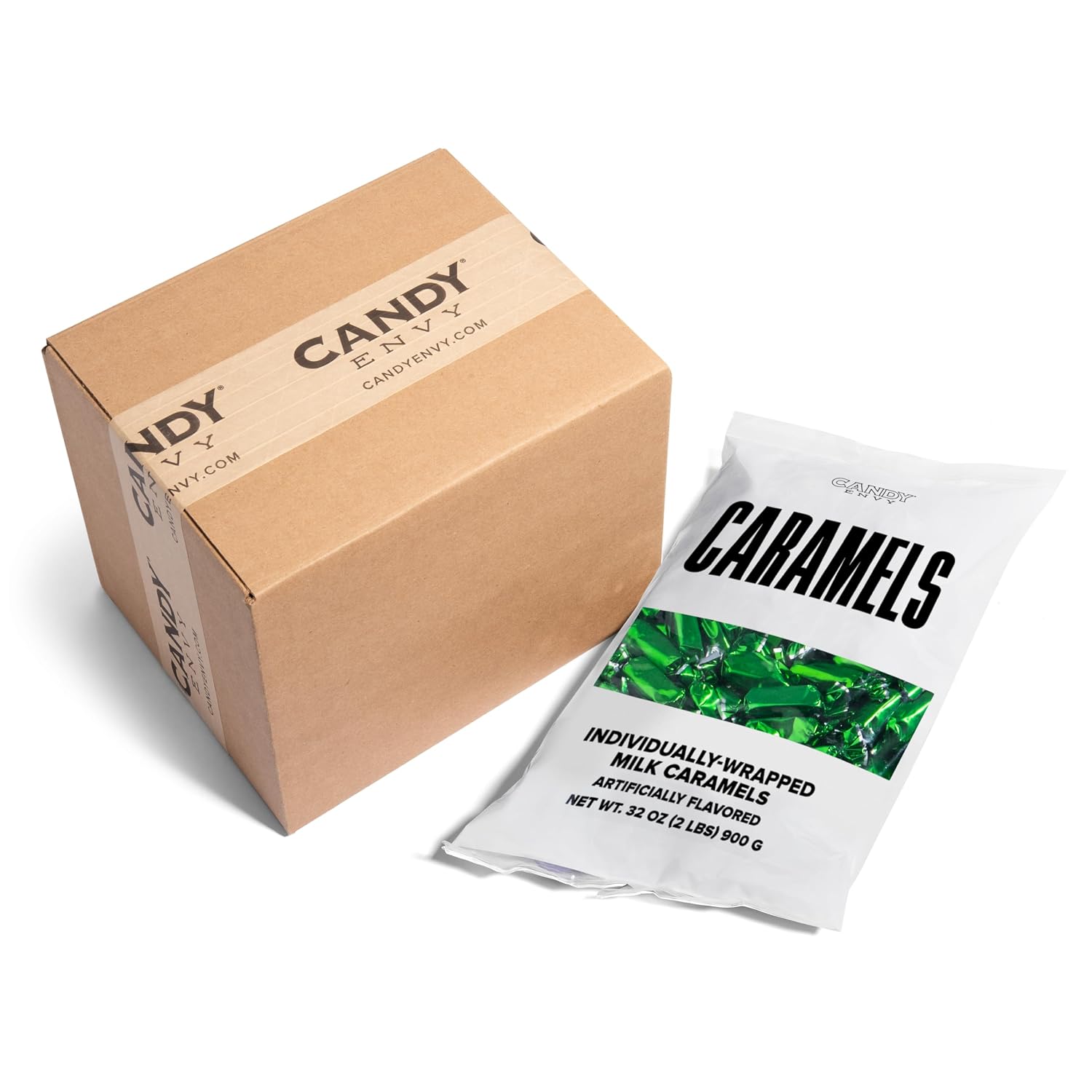 Candy Envy - Individually Wrapped Caramels - Green Wrapper - 2 Pound Bulk Green Candy