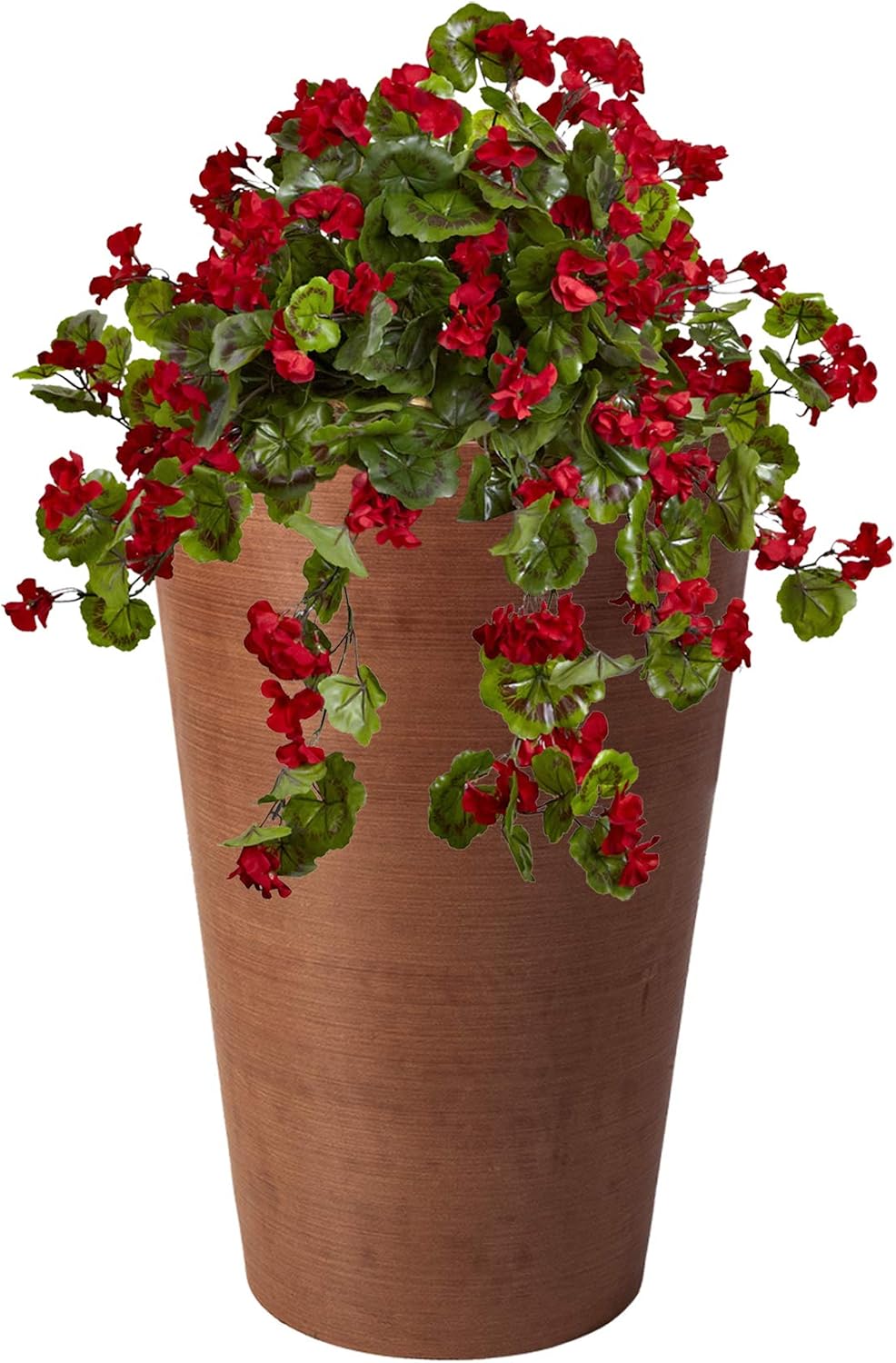 Algreen Valencia Round Planter Pot, 12.25 by 18-Inch, Textured Brown | Round Shape, Indoor Use, UV And Weather Resistant, Drainage Hole With Removable Plug, Lightweight 5.51 lb