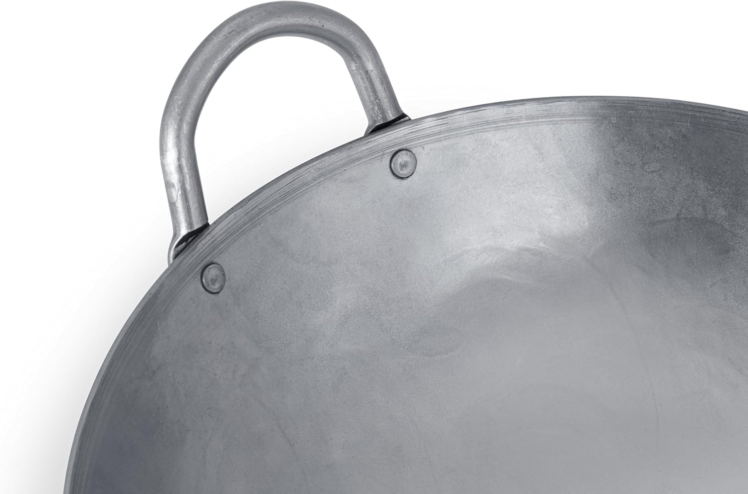 Craft Wok Traditional Hand Hammered Chinese Carbon Steel Wok with Wooden and Steel Helper Handle (14 Inch, Round Bottom Pow Wok Pan) / 731W88