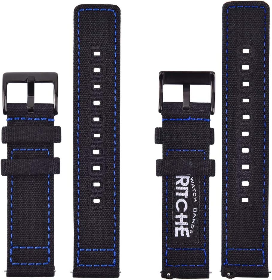 Ritche Christmas Gift Canvas Vintage Quick Release Watch Band 18mm 20mm 22mm 24mm Replacement Watch Straps for Men Women, White Elephant Gifts, Stocking Stuffers for Men, Father's Day gifts