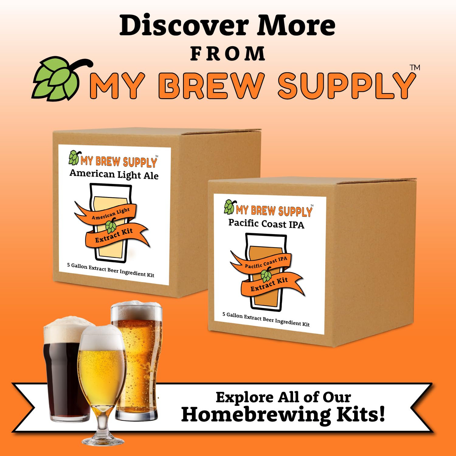 My Brew Supply Orange Wheat Beer Extract Kit | Bavarian Wheat Dry Malt Extract | Golden Light Dry Malt Extract | Caramel Malt | Flaked Wheat Grains