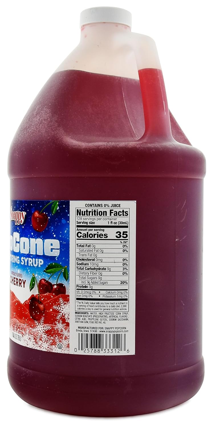Snappy Blue Raspberry Sno Cone Syrup, 1 Gallon (128 oz), Ready to Use for Snow Cone Machines and Shaved Ice