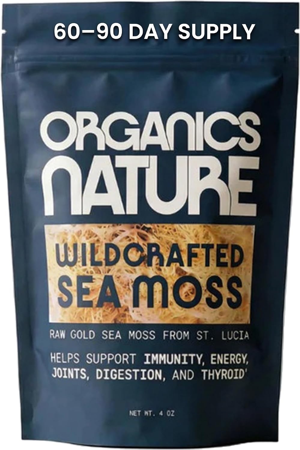 ORGANICS NATURE Raw Sea Moss, Irish Wildcrafted, Sun Dried, St Lucia, 4 Oz