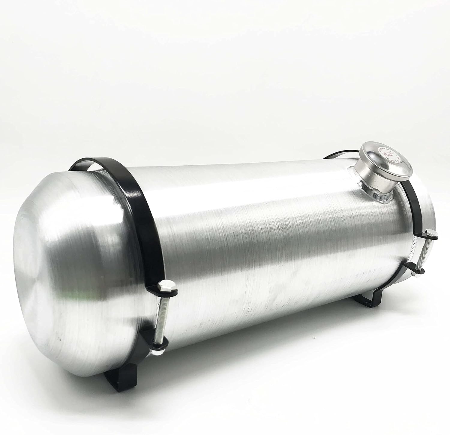 JSD 5 Gallons 8”x24“ Aluminum Spun Round Fuel Gas Tank Cell Fuel Tank with Bracket End Fill 1/4" NPT Outlet