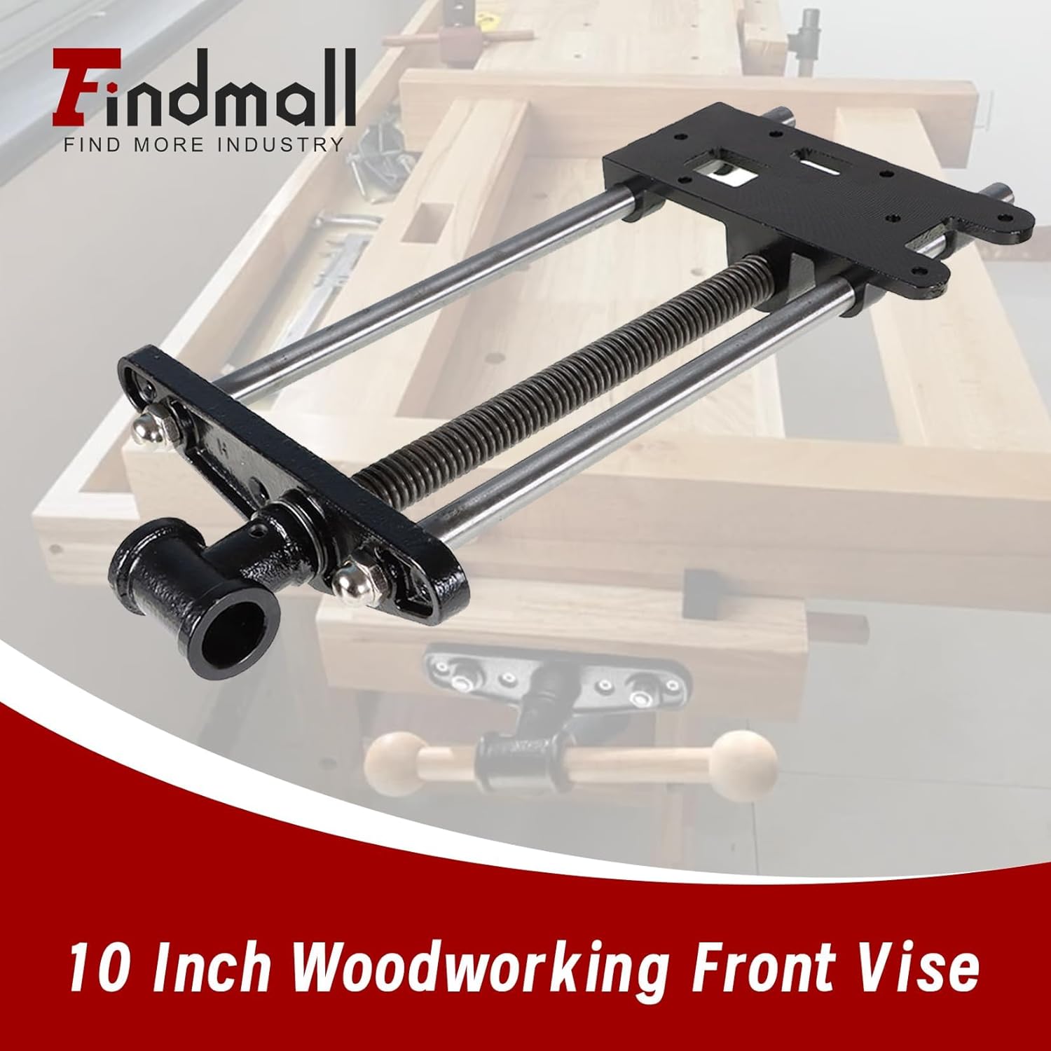 findmall 9 Inch Woodworking Front Vise Heavy-Duty Steel and Cast Iron Front Bench Vise - Fit for Woodworking Projects
