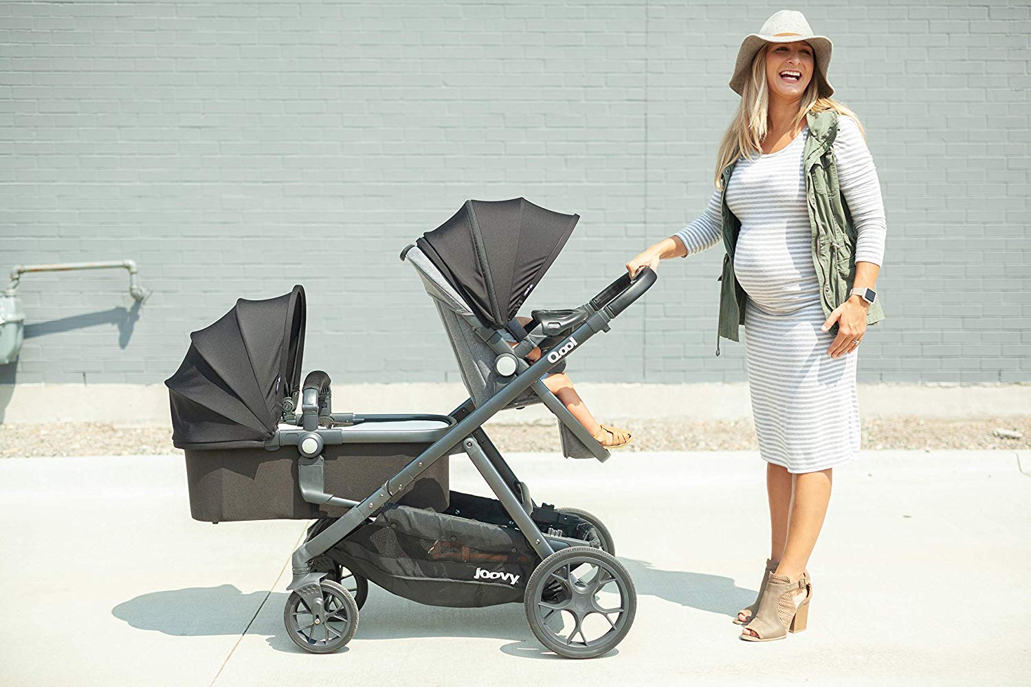 Joovy Qool Stroller, Customizable Stroller, Single, Double, Triple, Grey Melange