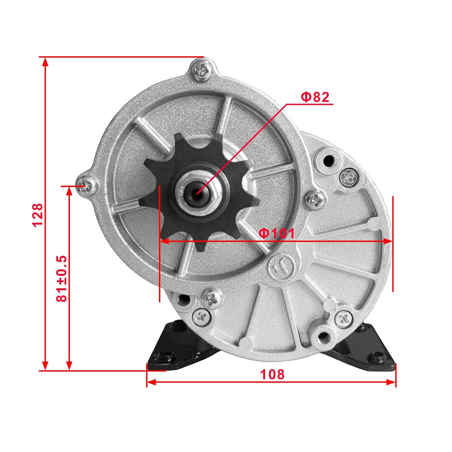 24 Volt 350 Watt MY1016Z3 Gear Reduction Electric Motor with 9 Tooth Sprocket for E Scooter
