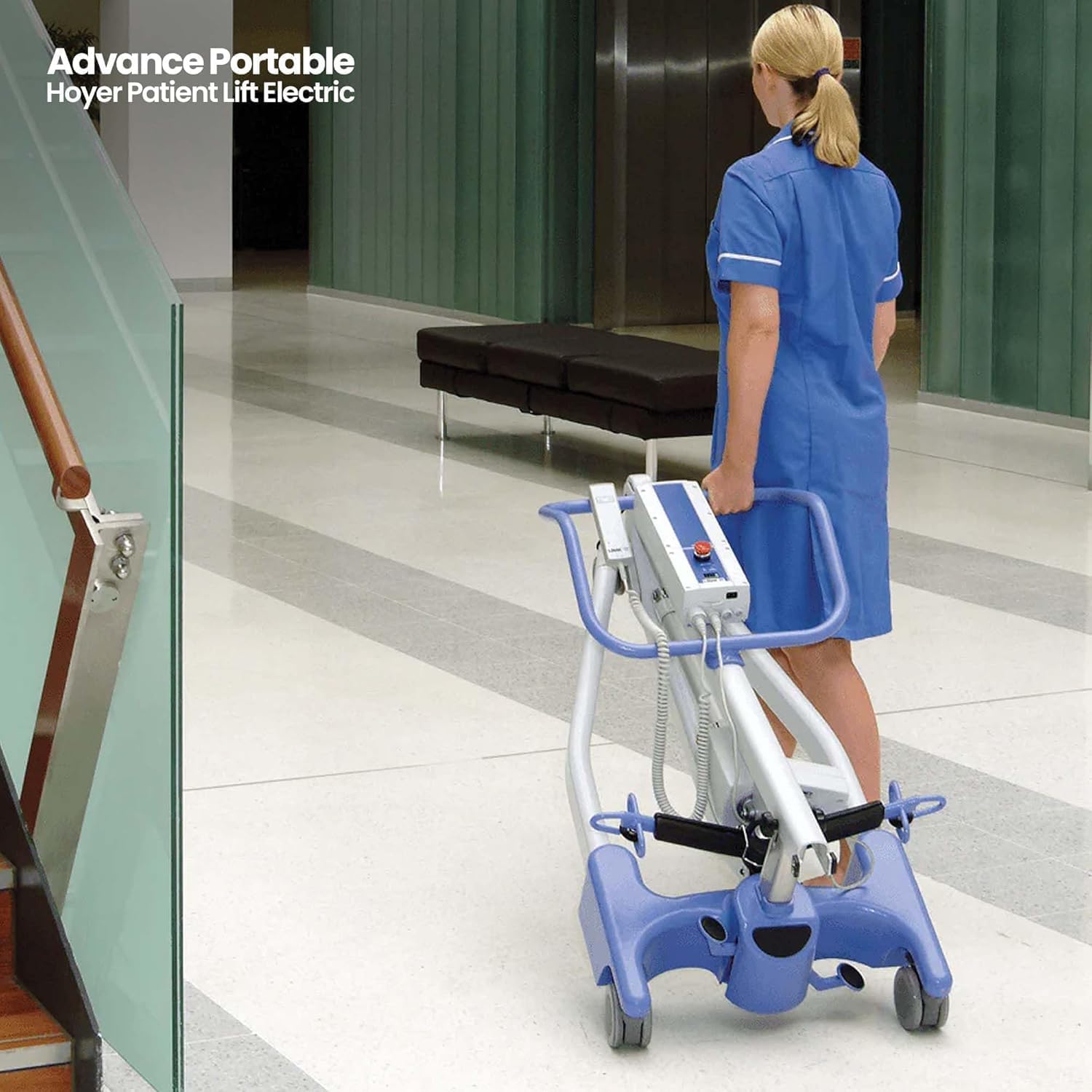 Joerns Hoyer Advance Electric Portable Patient Lift - Foldable Lightweight 70 lbs, 340 lb Capacity, Battery Powered for Home Care