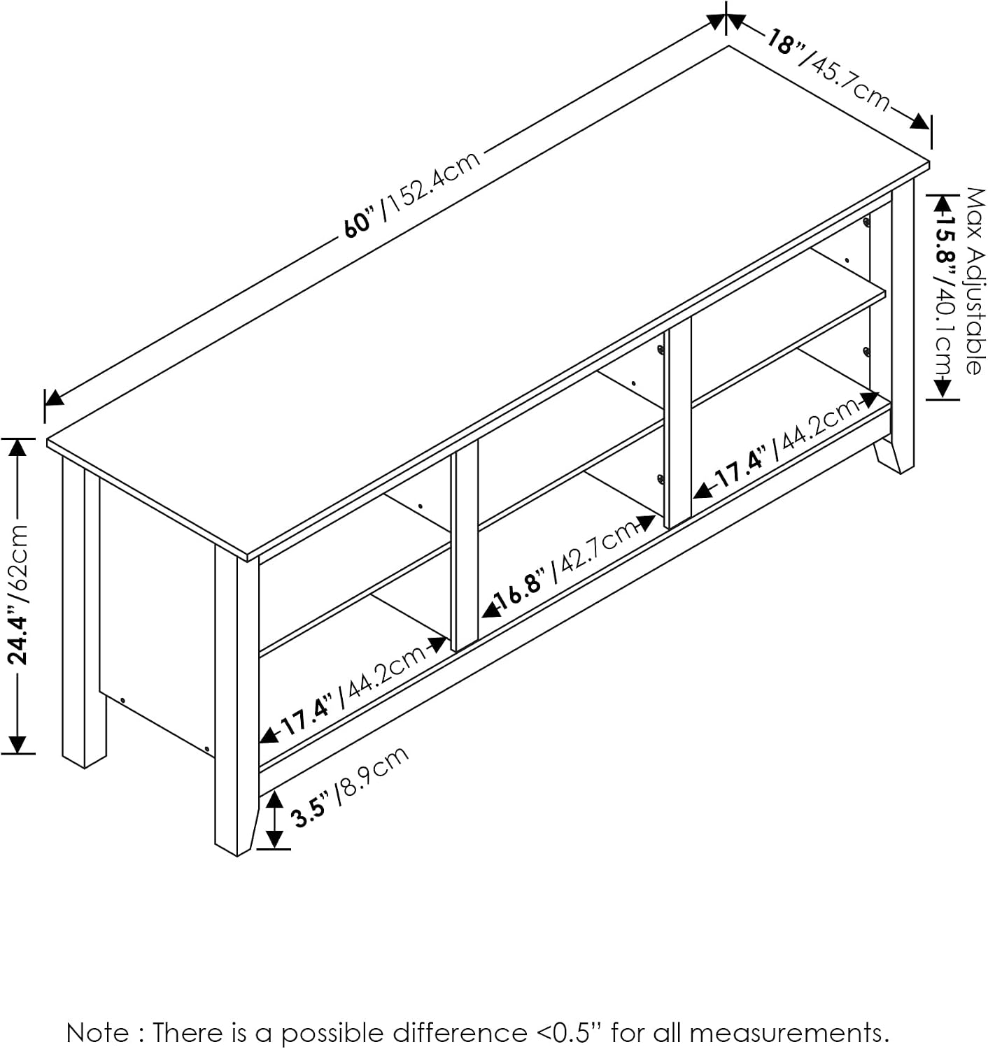 Furinno Fowler Multipurpose TV Stand Bookshelves, French Oak Grey