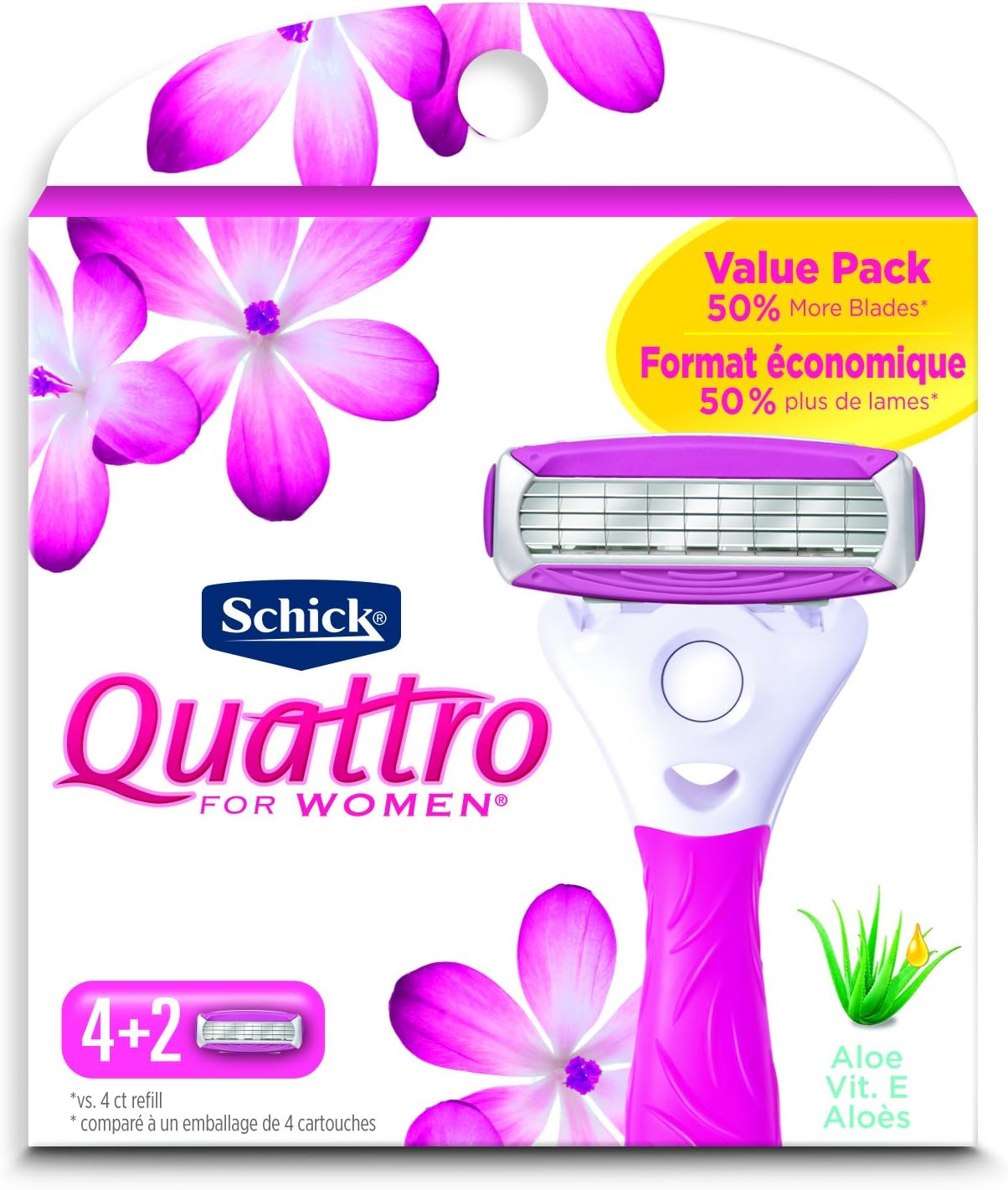 Schick Quattro Womens Ultra Smooth Razor Blade Refills for Women Value Pack, 6 Count (Pack of 1)