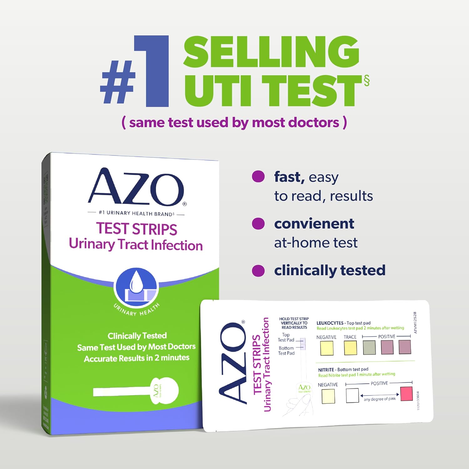 AZO Urinary Tract Infection (UTI) Test Strips, Results in 2 Mins