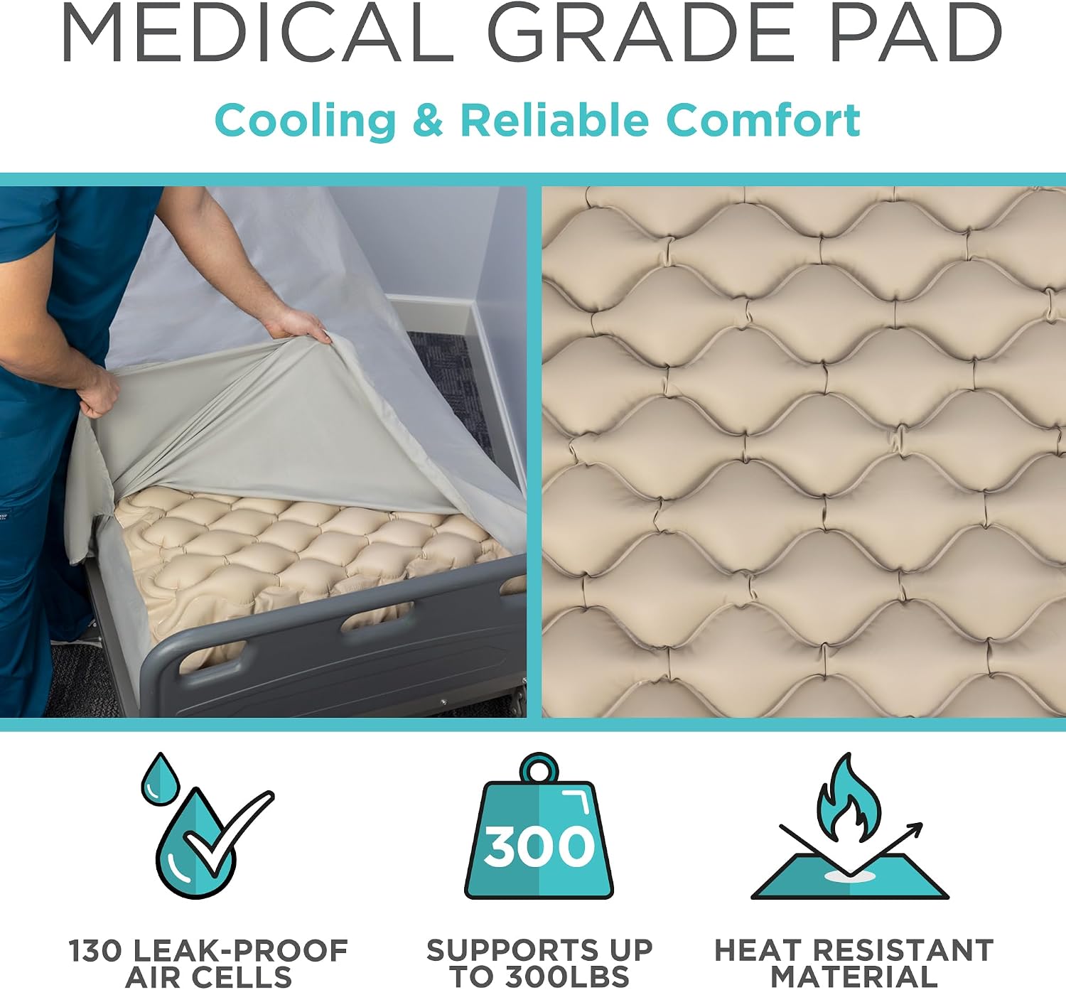 Vive Alternating Air Pressure Mattress Pad - The Original Bed Sore Solution | Dr. Recommended Hospital Bed Topper for Bedridden Patients - Includes Waterproof, Breathable Ulcer Cushion & Quiet Pump