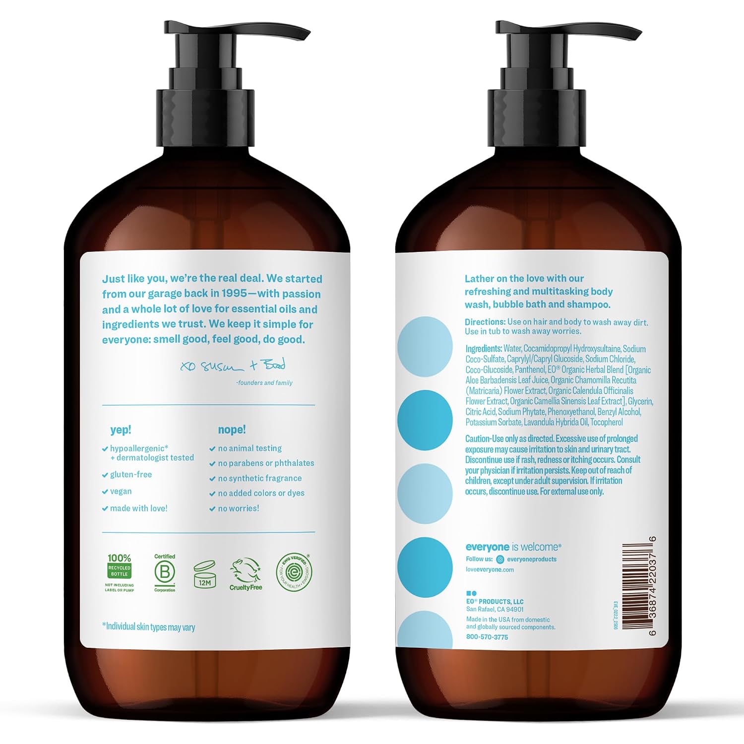 Everyone 3-in-1 Soap Body Wash Bubble Bath Shampoo Coconut Lemon 32oz 2pk | Natural essential oil formula | body wash | shampoo | bubble bath in one | coconut lemon scent | bulk value 2-pack