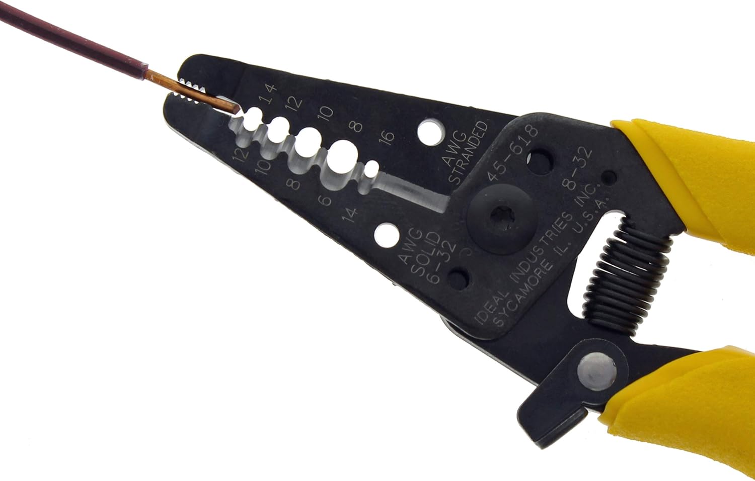 IDEAL Electrical Reflex Super T-Stripper Wire Strippers, 8–16 AWG Solid, 10–18 AWG Stranded, Ergonomic Wire Cutter and Stripping Tool with Textured Sleeves, Locking Handle