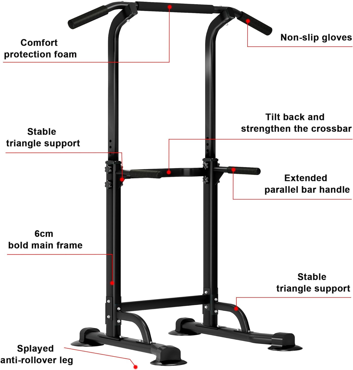 SogesHome Multi-Function Power Tower Pull Up Bar Dip Station for Home Gym