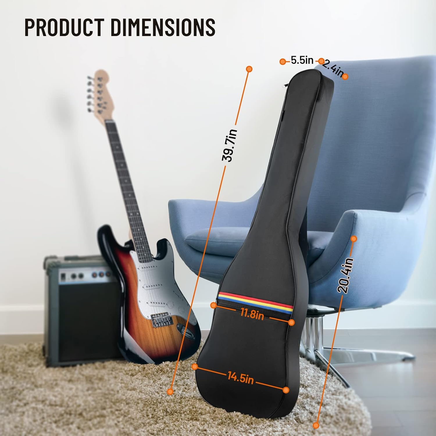 CAHAYA Electric Guitar Bag Gig Bag 6mm Padding Padded Backpack with Reflective Bands Soft Guitar Case Black CY0225