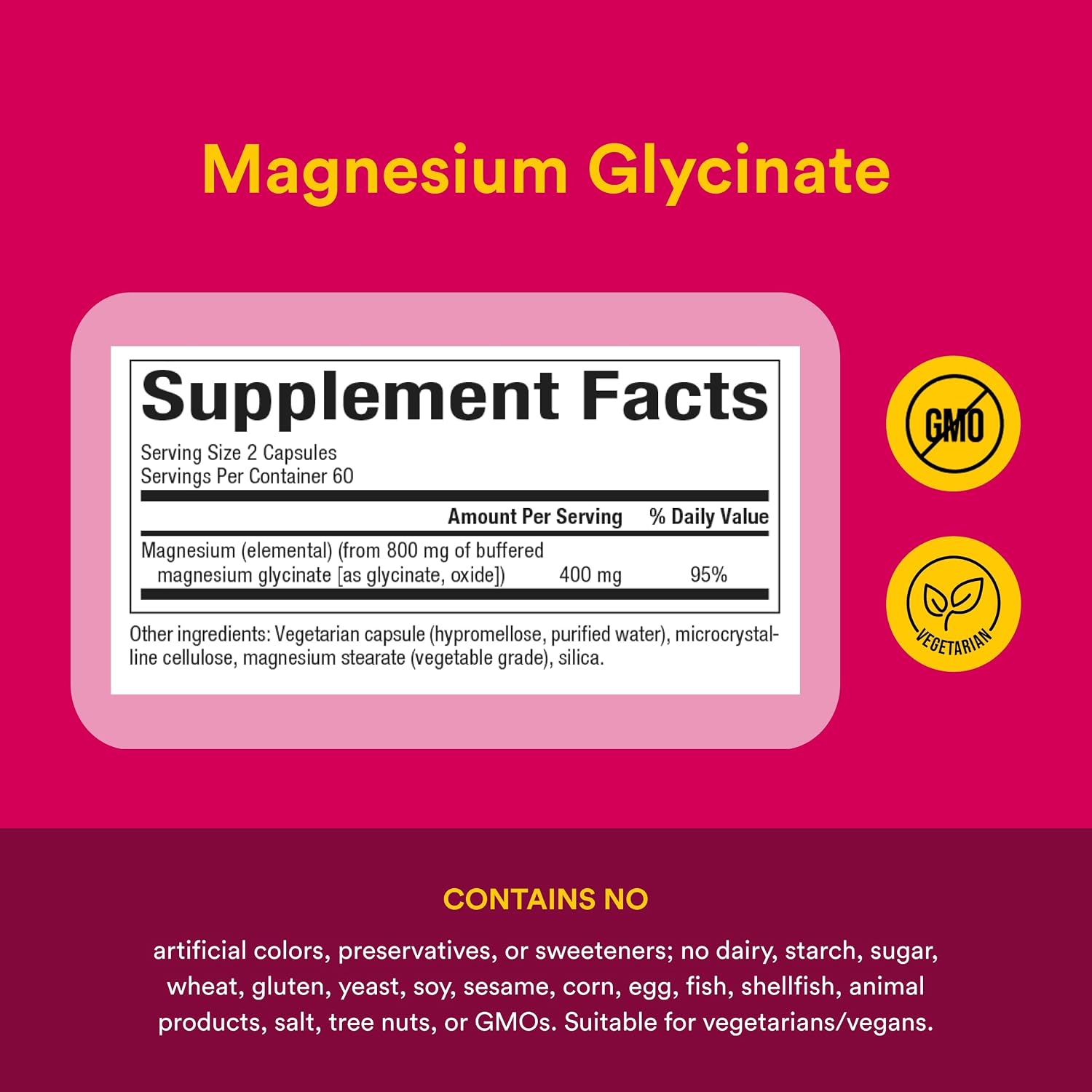 Natural Factors Magnesium Glycinate 400 mg for Stress Support*, 60 Servings