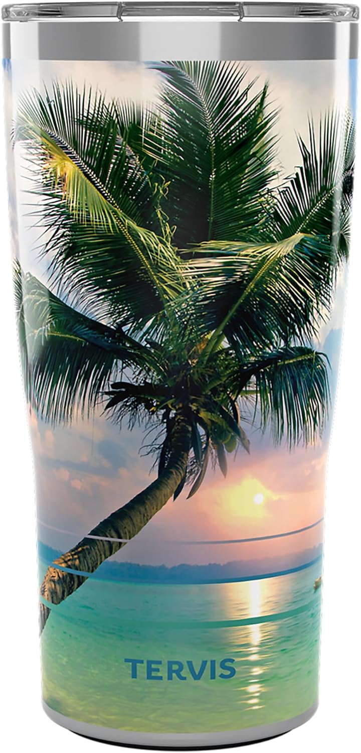 Tervis Sunset in Paradise Made in USA Double Walled Insulated Tumbler Travel Cup Keeps Drinks Cold & Hot, 24oz, Classic